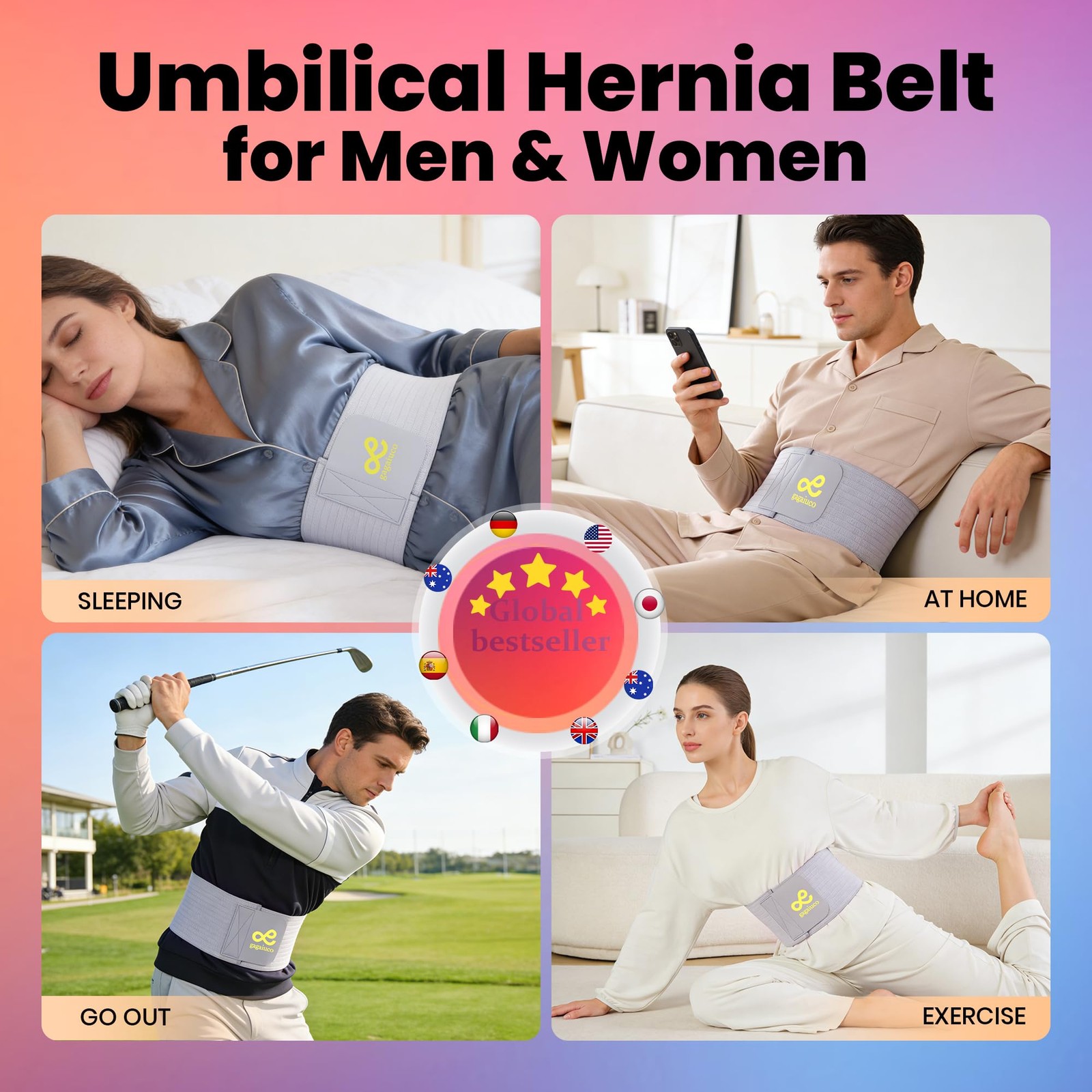 gagaiuco Umbilical Hernia Belt for Men & Women, Abdominal Binder Adjustable T…