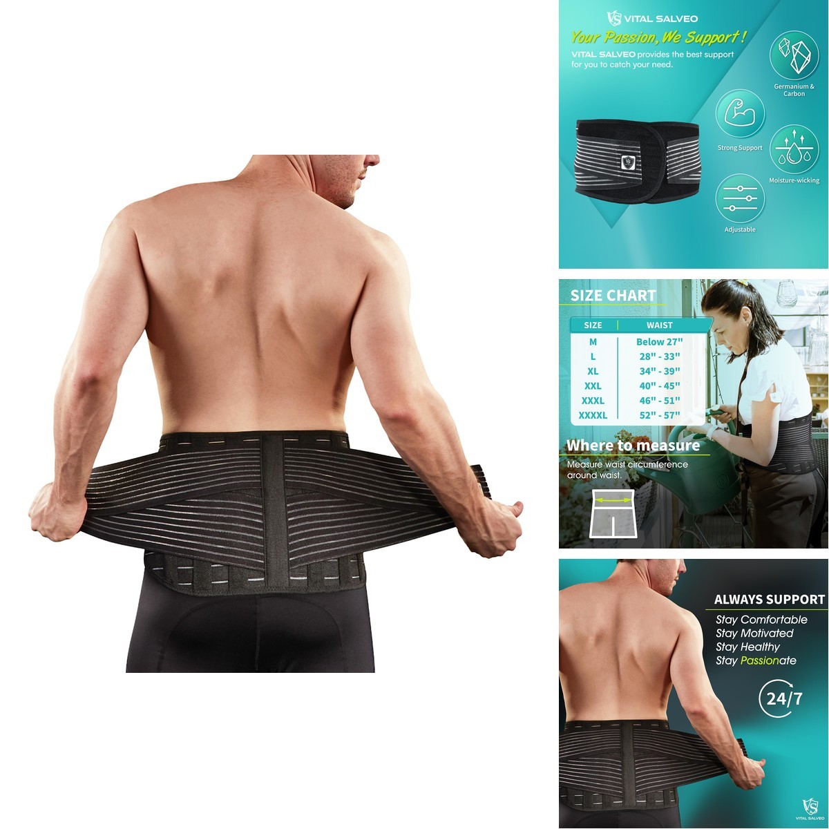 VS VITAL SALVEO Vital Salveo-Adjustable Germanium And Charcoal Lower Back