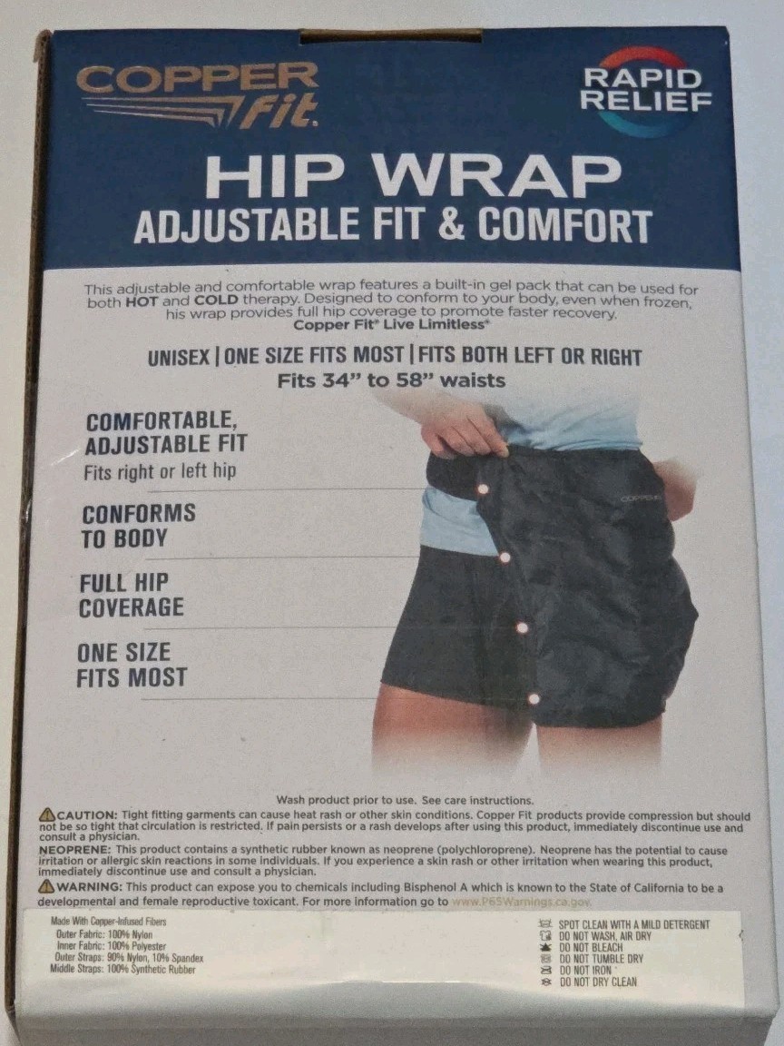 Copper Fit Rapid Relief Hip Wrap Hot Cold Therapy Adjustable Post Surgery ~ NEW