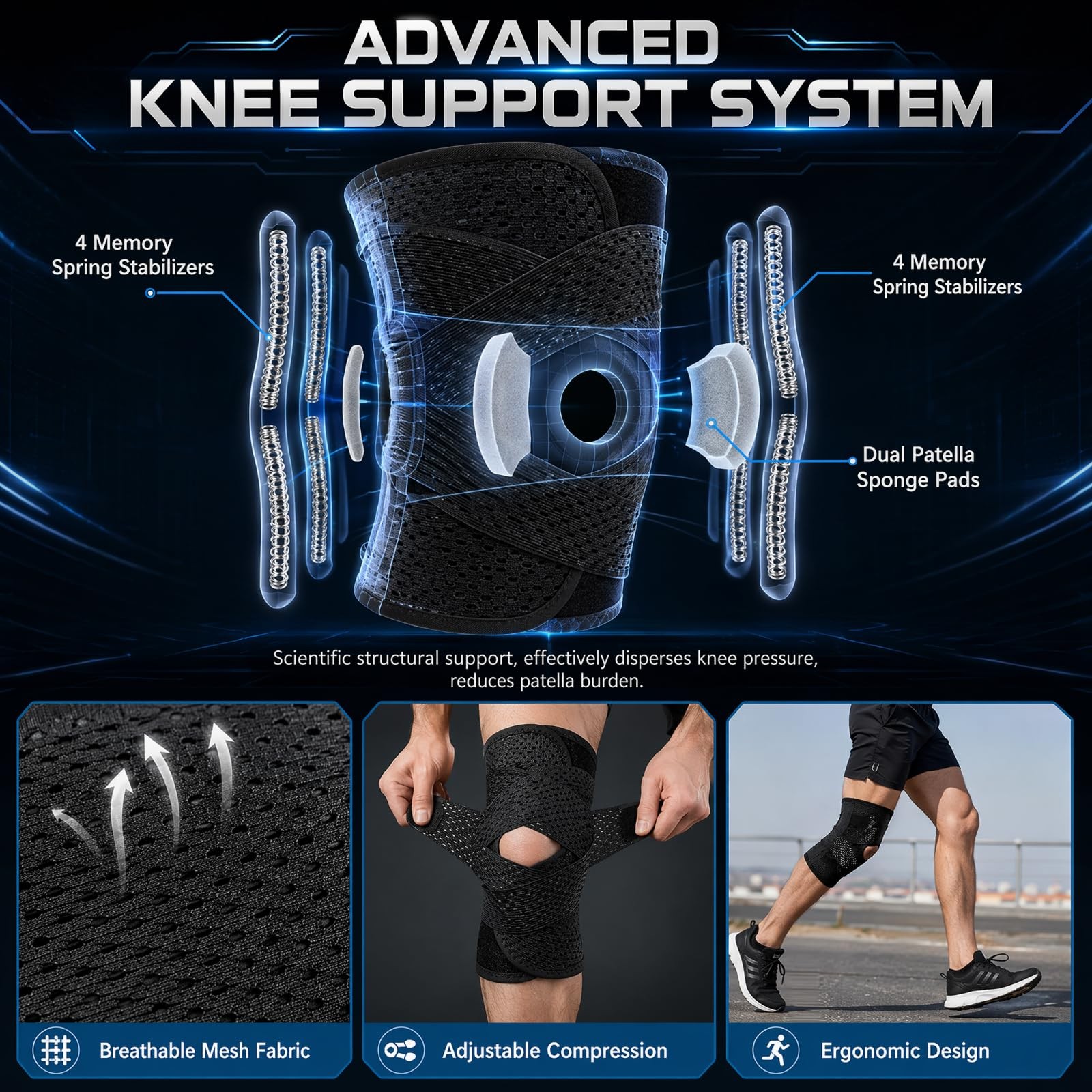 Compression Knee Sleeve, Non-Slip Knee Brace for Weightlifting, Squats, Runni…
