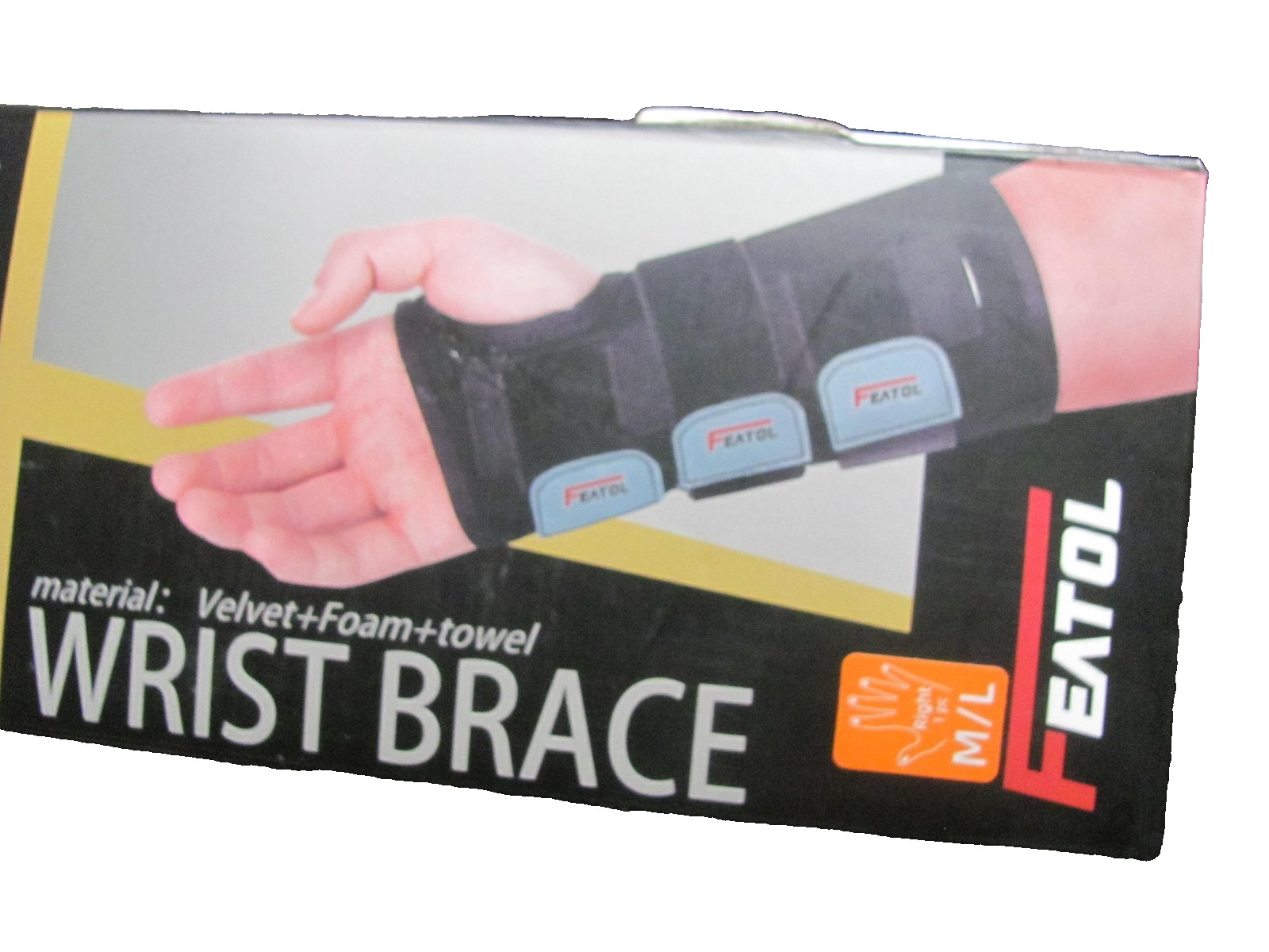 FEATOL Wrist Brace for Carpal Tunnel Adjustable Support Right Hand Med/Lg “New”