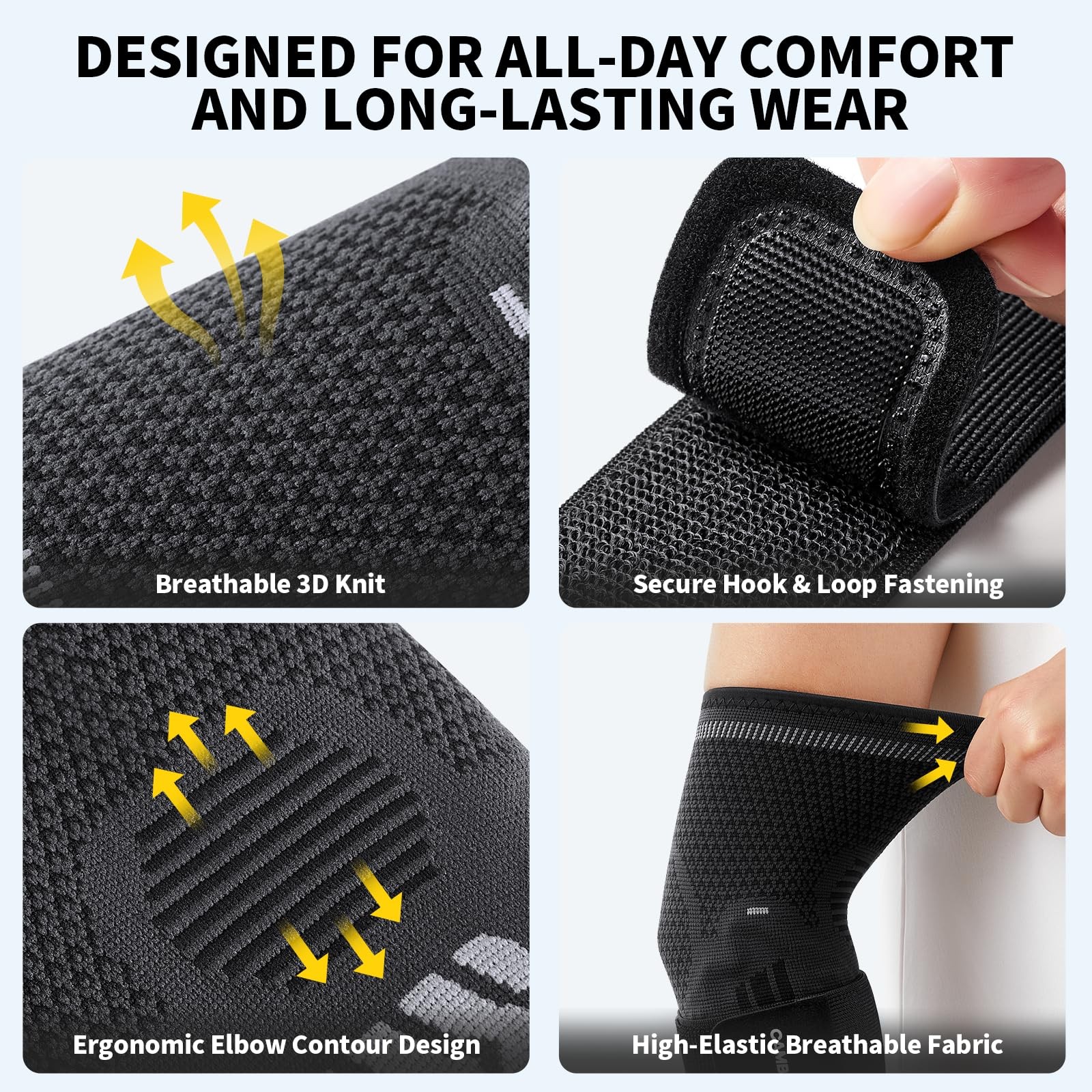 1 Pair Tennis Elbow Support Sleeve With Dual Gel Pads for Targeted Forearm Su…