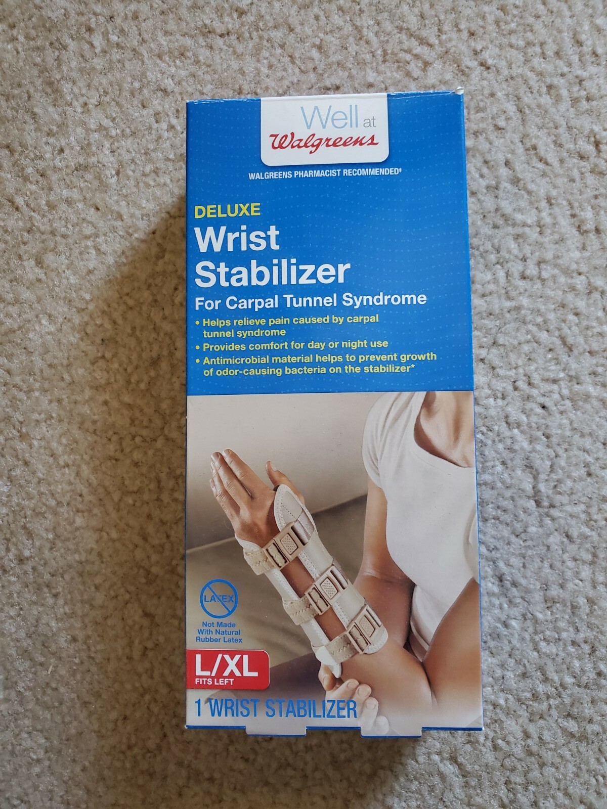 Walgreens Deluxe LEFT Wrist Stabilizer for Carpal Tunnel Syndrome Beige Size L/X