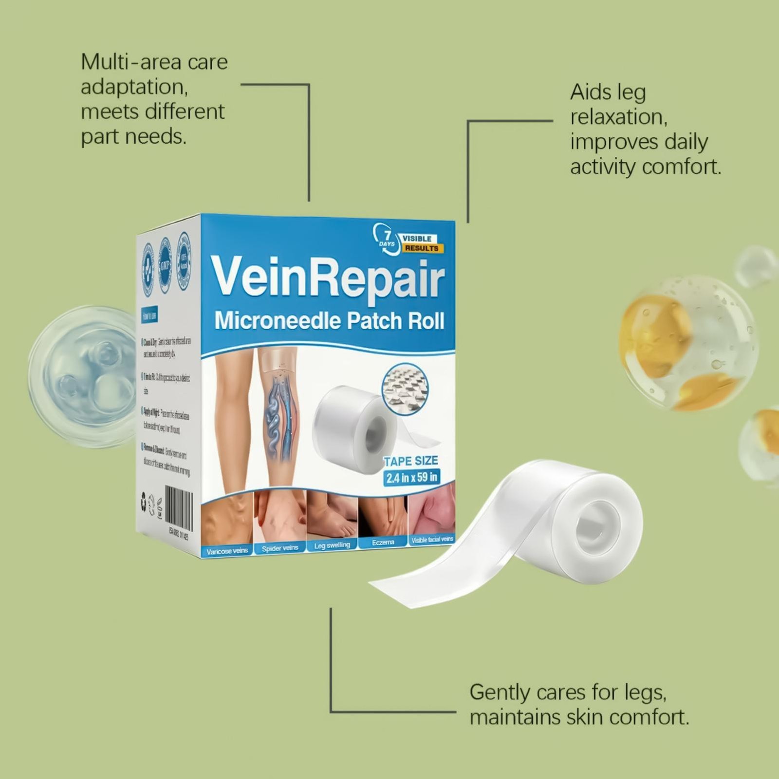 GFOUK Vein Repair Microneedle Patch Roll, GFOUK Vein Repair Patches, Professiona