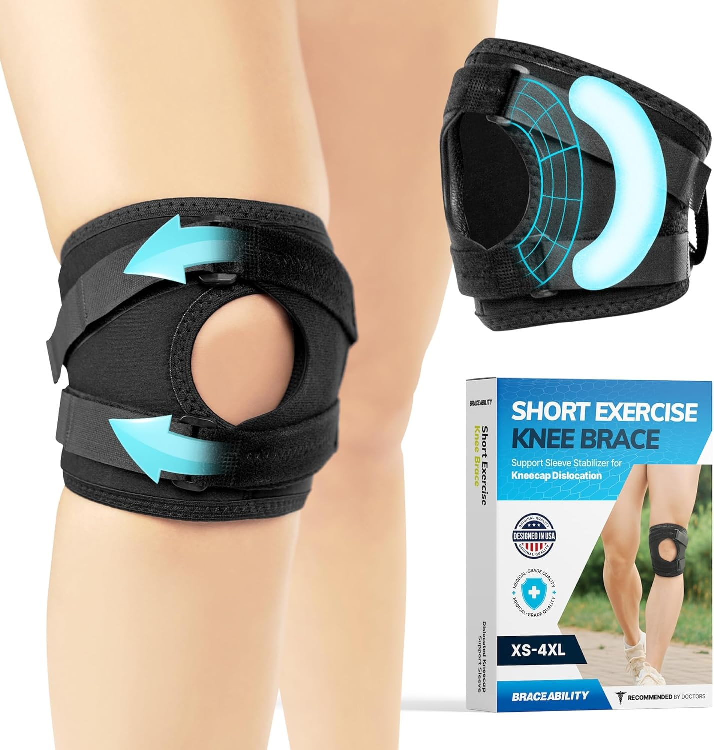 Patellar Tracking Knee Brace – Running, Exercise, Basketball Support Sleeve Stab