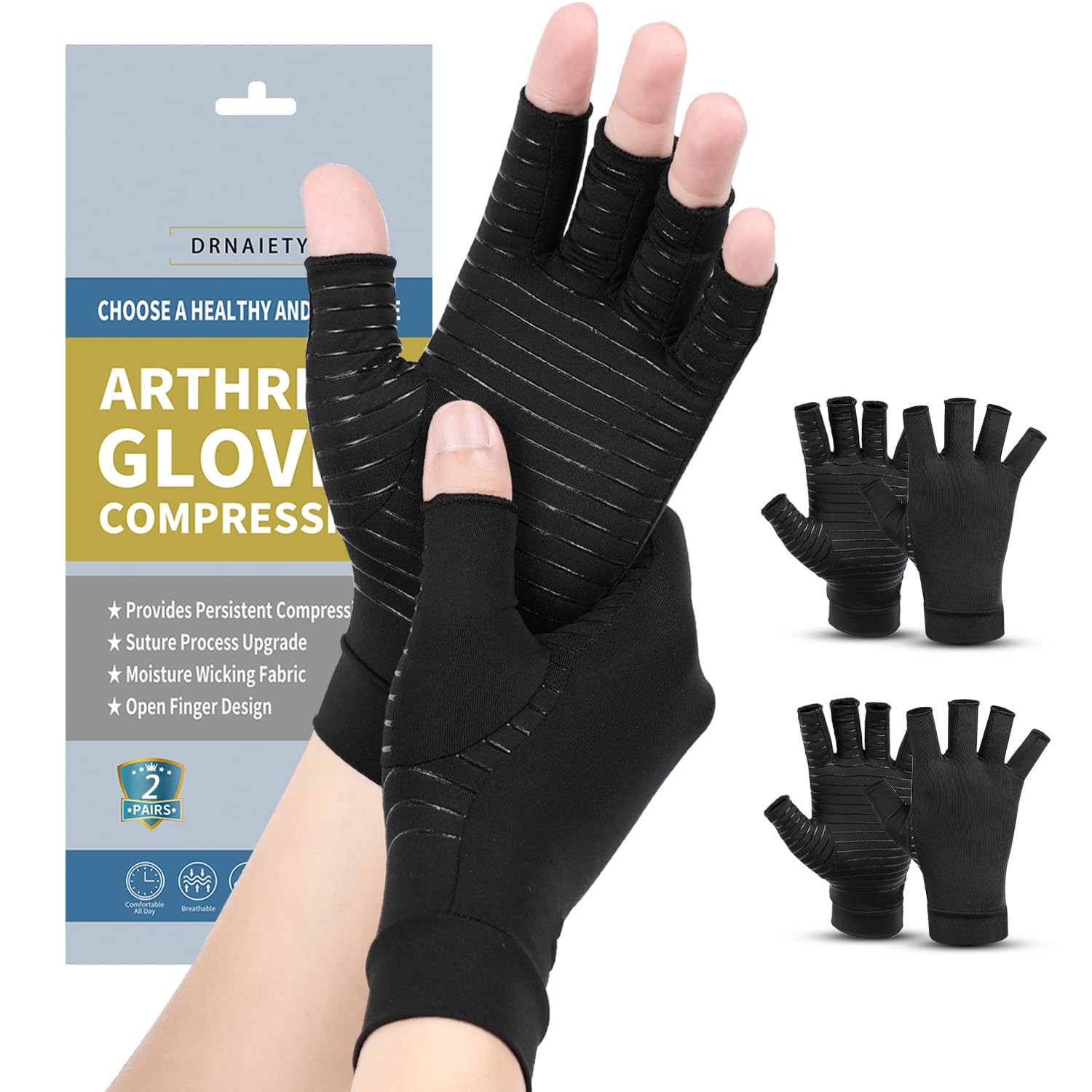 2 Pairs Copper Arthritis Compression Gloves for Women and Men, for Arthritis …