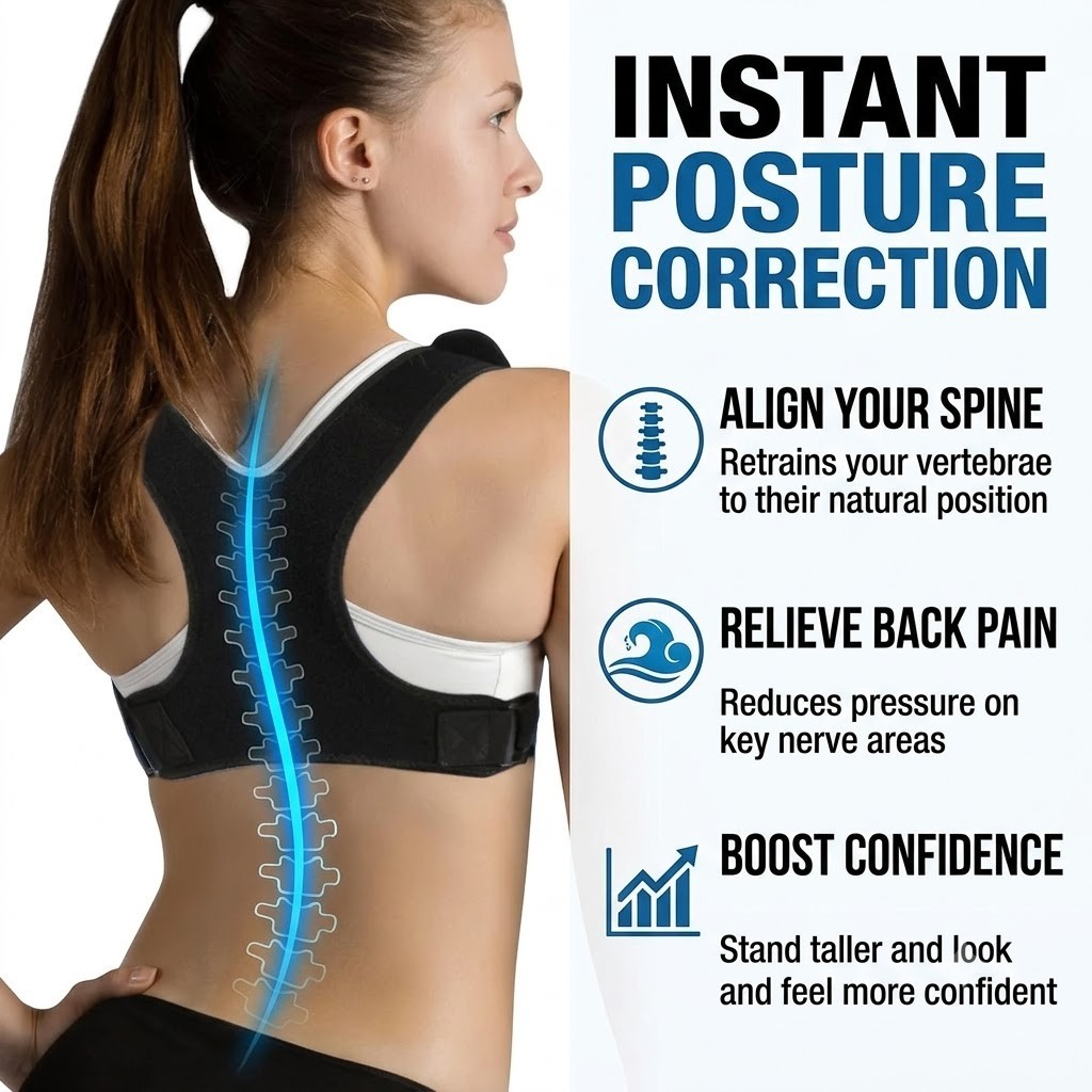 Posture Corrector for Men Women Adjustable Back Brace Upper Spine Support Pain