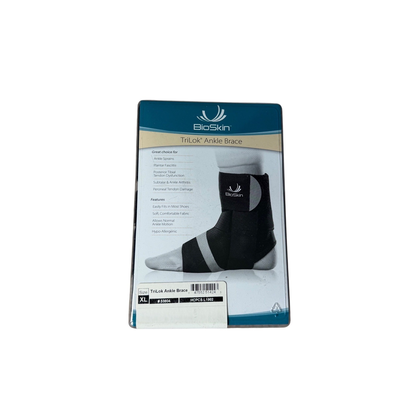 BioSkin TriLok Ankle Brace OPEN BOX Compression Support Sprain Black XL