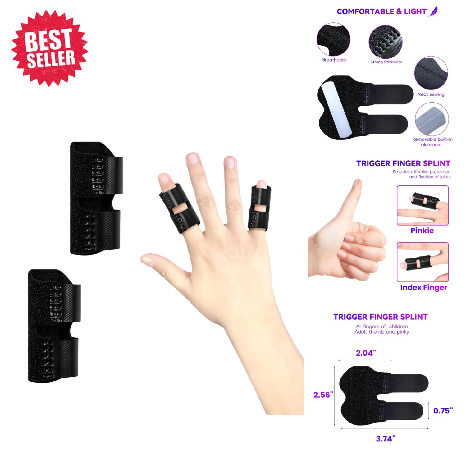 Compact Adjustable Finger Splints – Help Relieve Pain from Arthritis and Strains