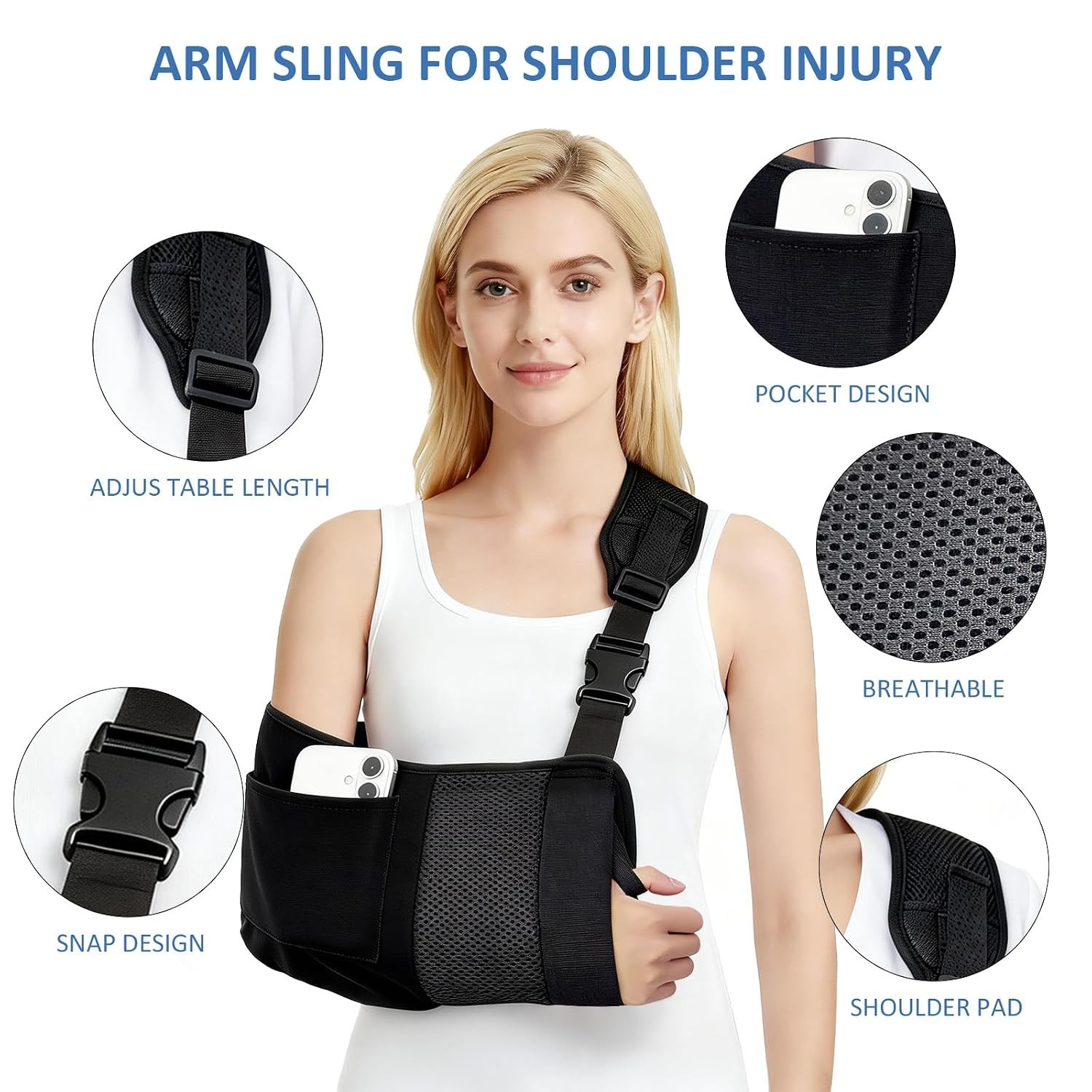 Ergonomic Arm Sling Brace for Effective Immobilization – Medium Size for Adults