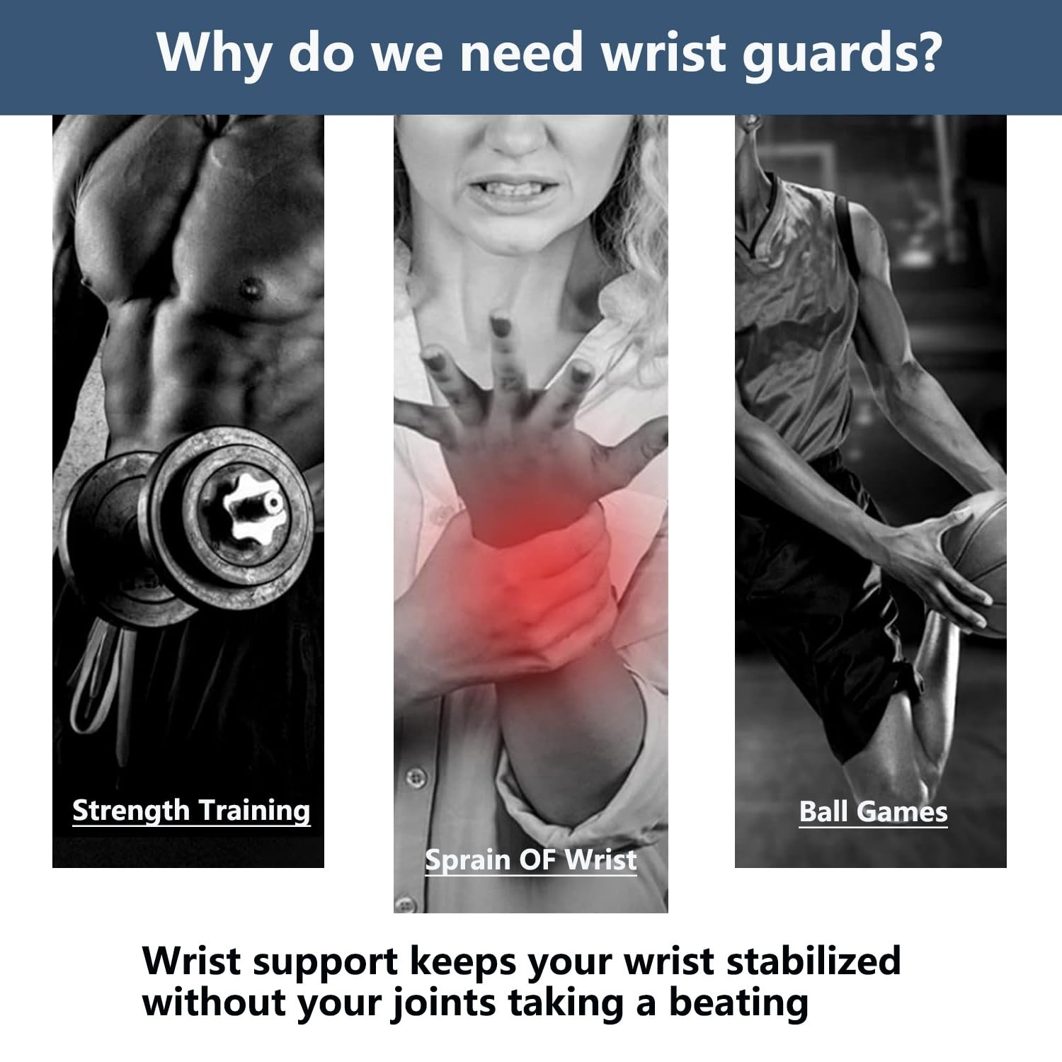 2 Pack Wrist Wraps for Sports Protection and Pain Relief, Adjustable Wrist Suppo