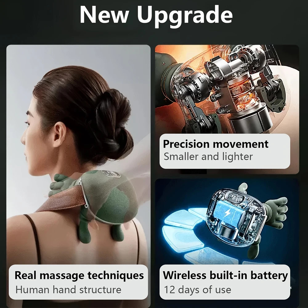 4D Bionic Finger Neck Shoulder Massager Wireless Neck Cervical Trapezius Kneadin