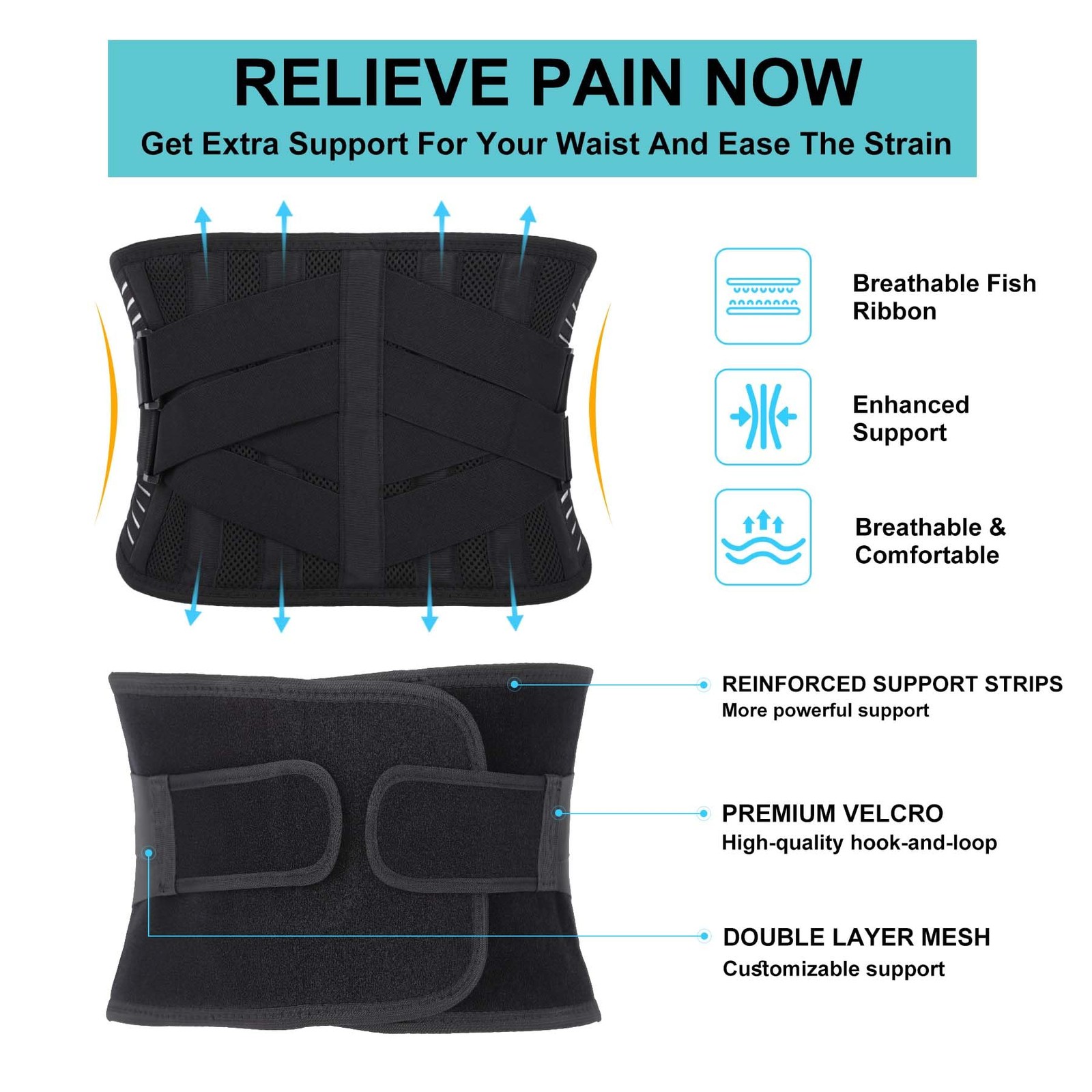 Back Brace for Lower Back Pain Relief, Anti-skid Lumbar Support Belt With Mes…