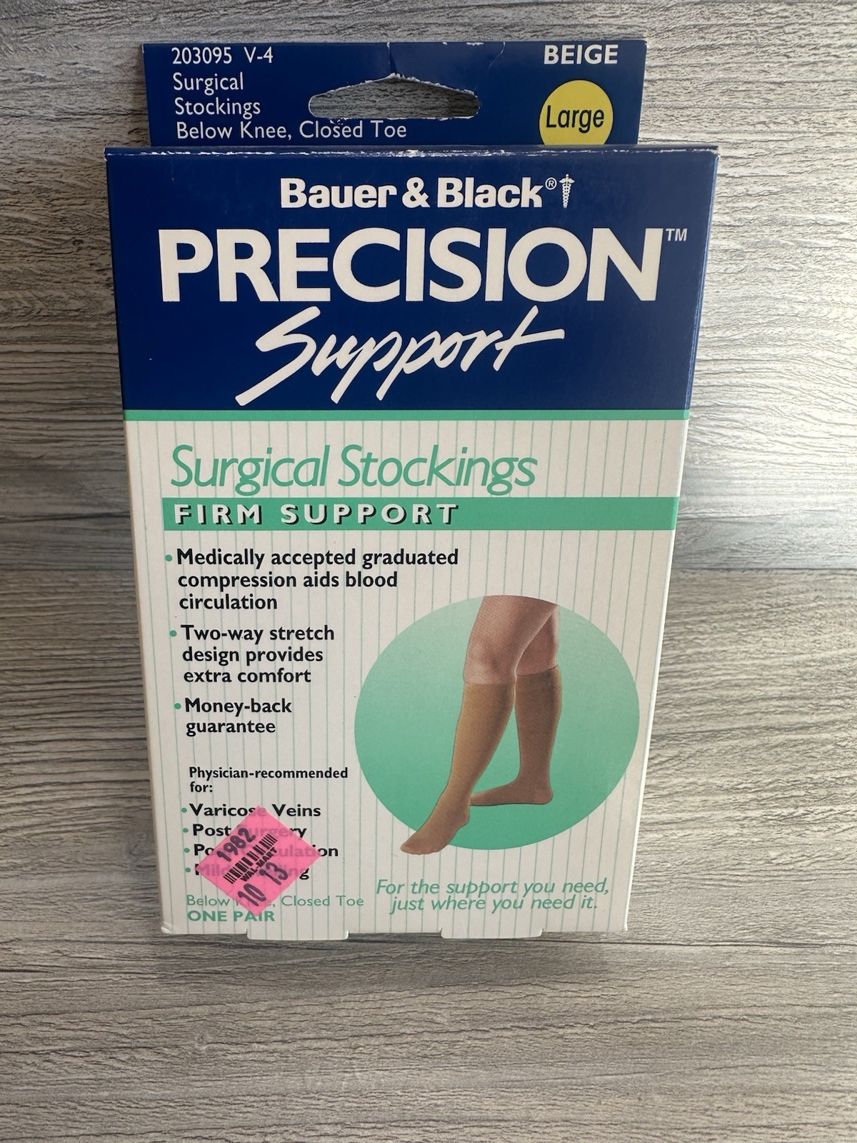 Bauer Black Medical Surgical Stockings 25-35 mmHg Large Beige Below knee 203095