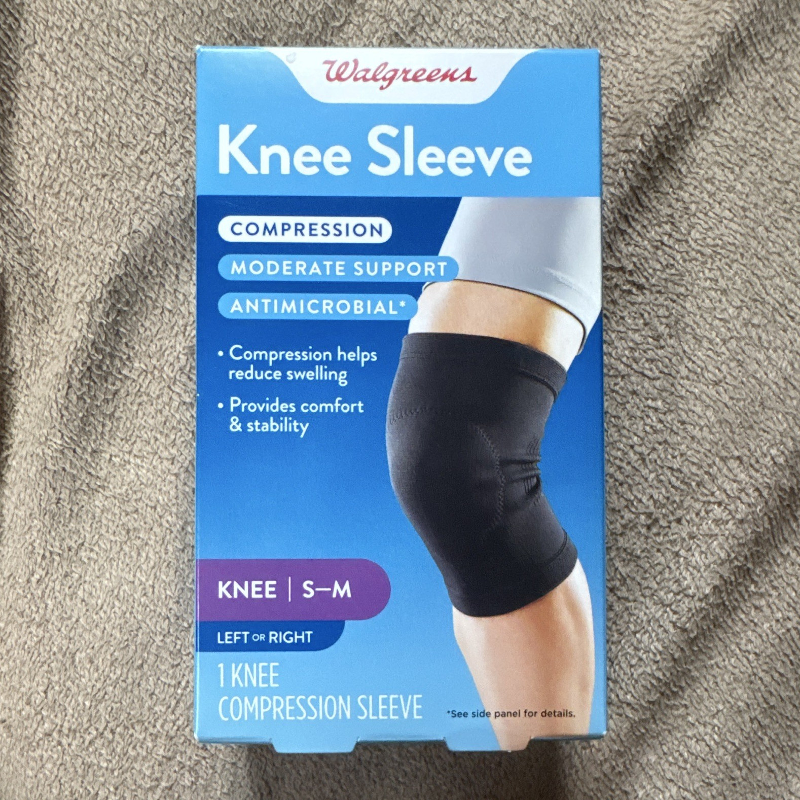 Walgreens Knee Compression Sleeve S/M Black Antimicrobial Breathable Support