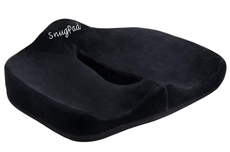 SnugPad Low Orthopedic Memory Foam Cushion for Office Chair (Black)
