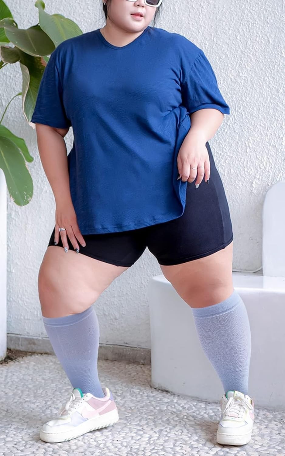 Footless Compression Sleeves Wide Calf Plus Size 15-20mmHg Pain Relief Durable