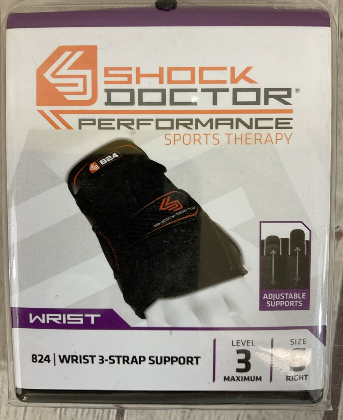 Shock Doctor 824-01-32R Level 3 Right-Handed Wrist 3-Strap Support S Small
