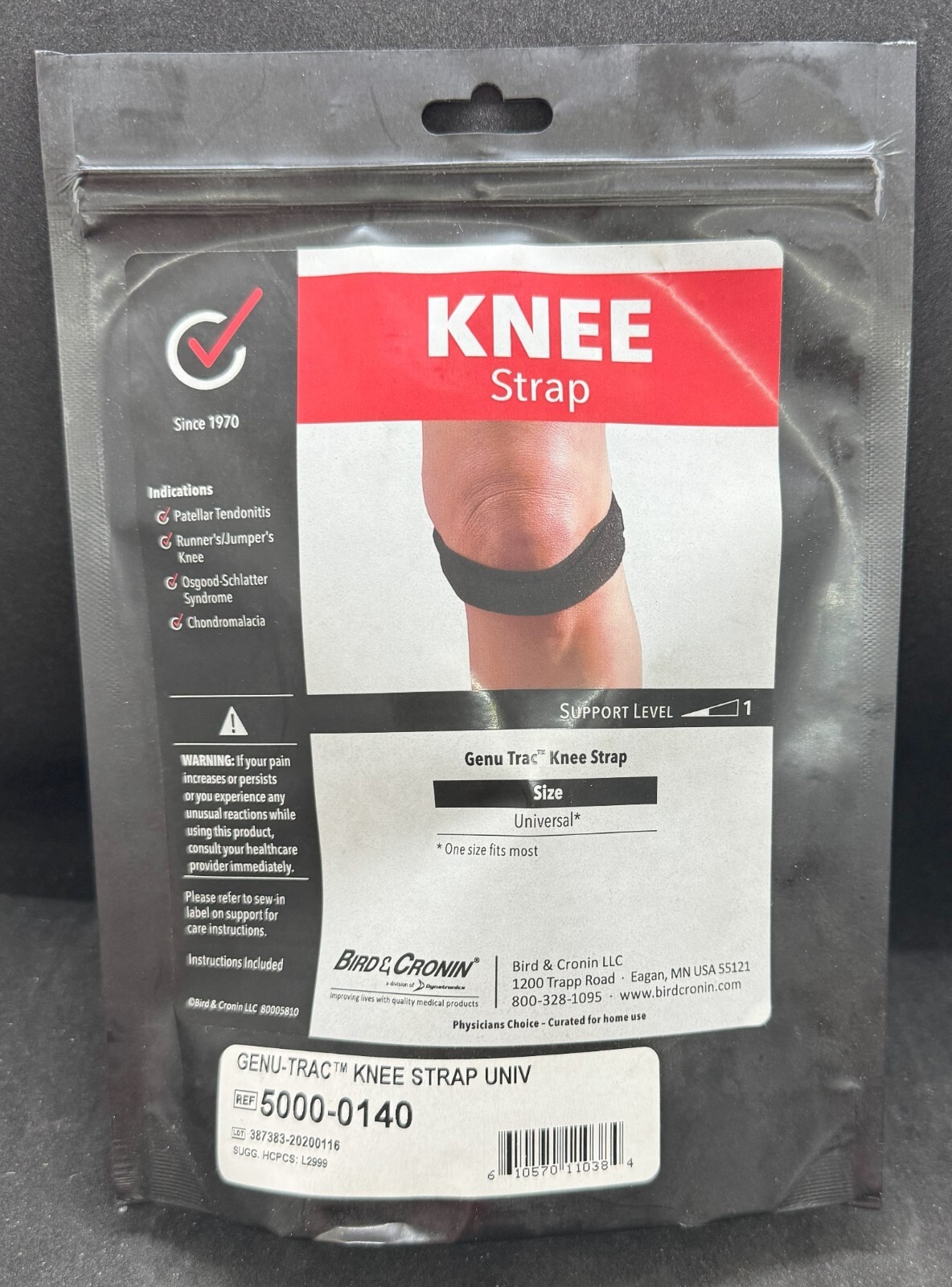 BIRD&CRONIN Genu Trac Knee Strap – Universal Fit 5000-0140 for Patellar Tendon