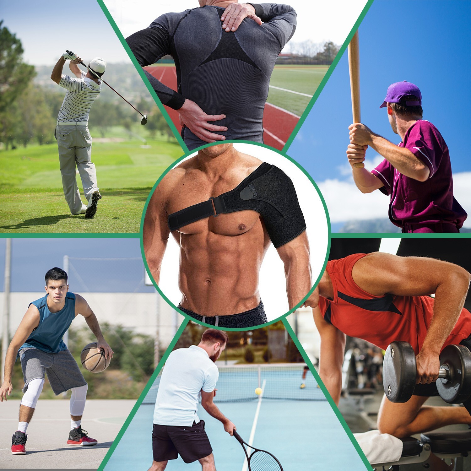 Shoulder Brace Support Compression Sleeve Torn Rotator Cuff AC Joint Pain Relief