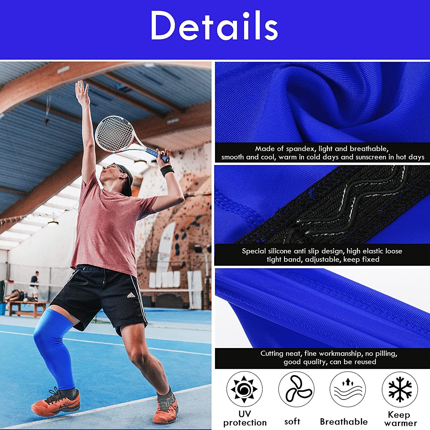 Compression Knee Support Sleeve Brace Running Leg Muscle Pain Relief Anti SUN UV