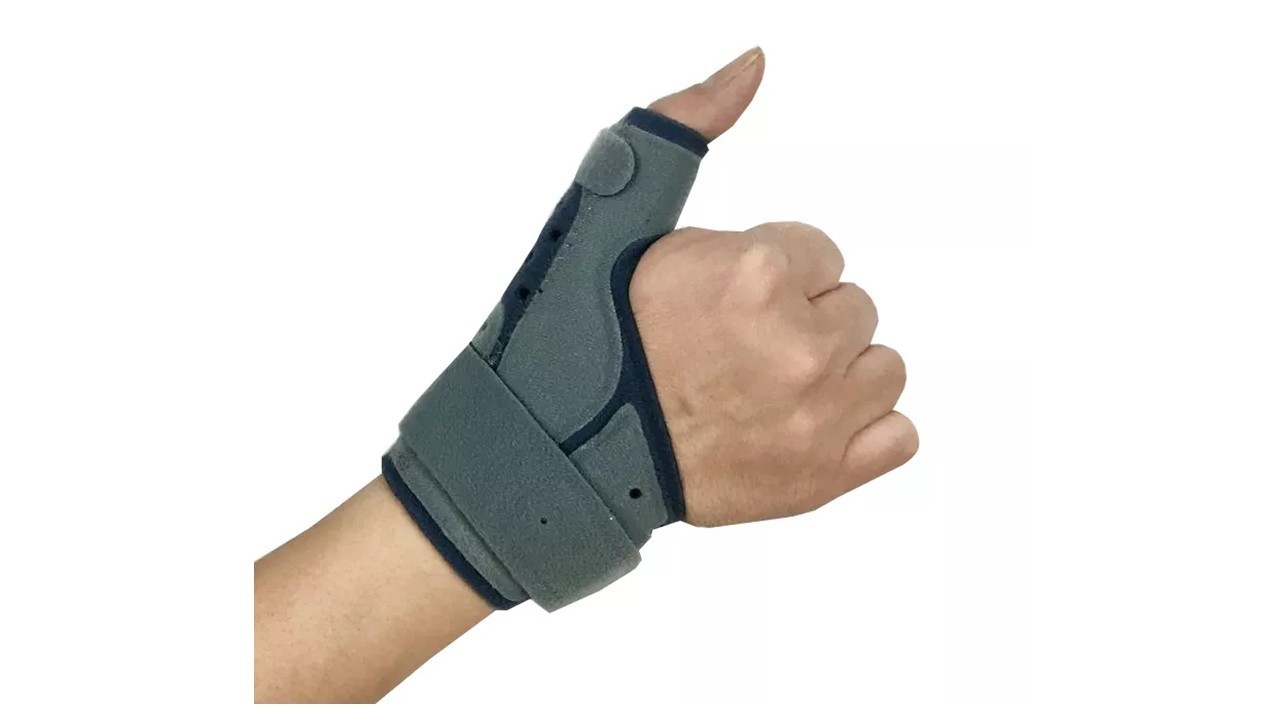 BSOS Velour Thumb Brace, 3 in 1 Support For CMC, Arthritis, Carpal Sprain German