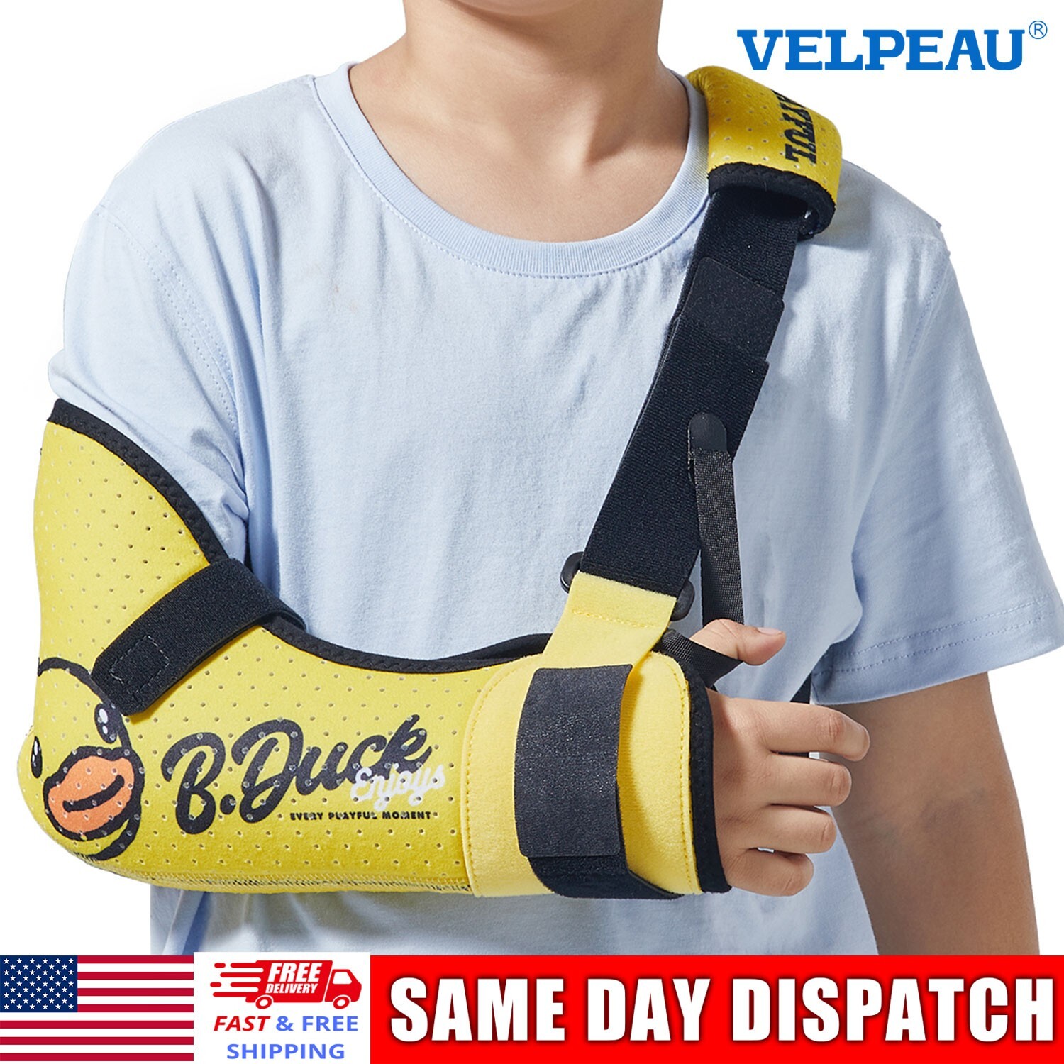 VELPEAU Kids Arm Shoulder Elbow Immobilizer Sling For Broken Fracture Injury