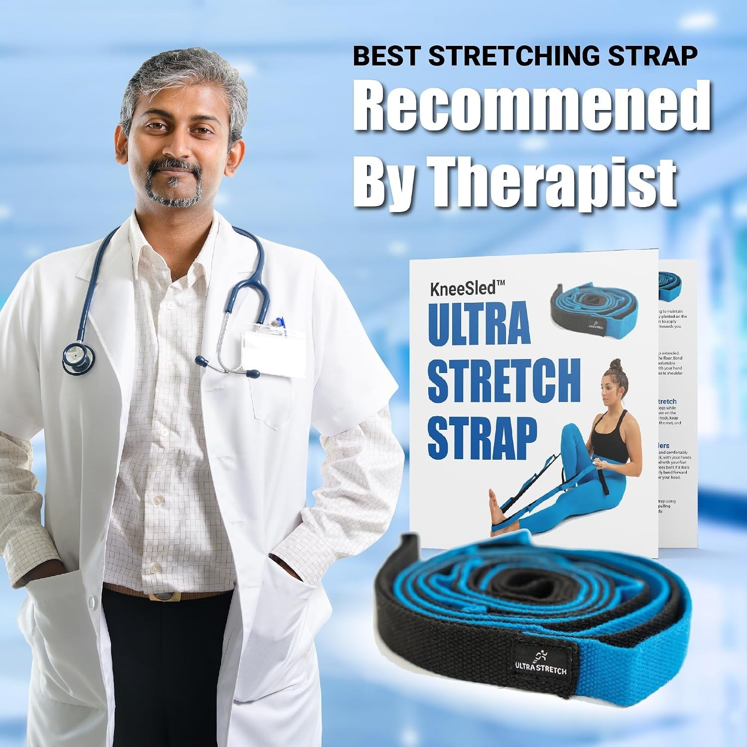 10-Loop Yoga & Pilates Strap – Ultra Stretch for Injury Recovery and Exercise