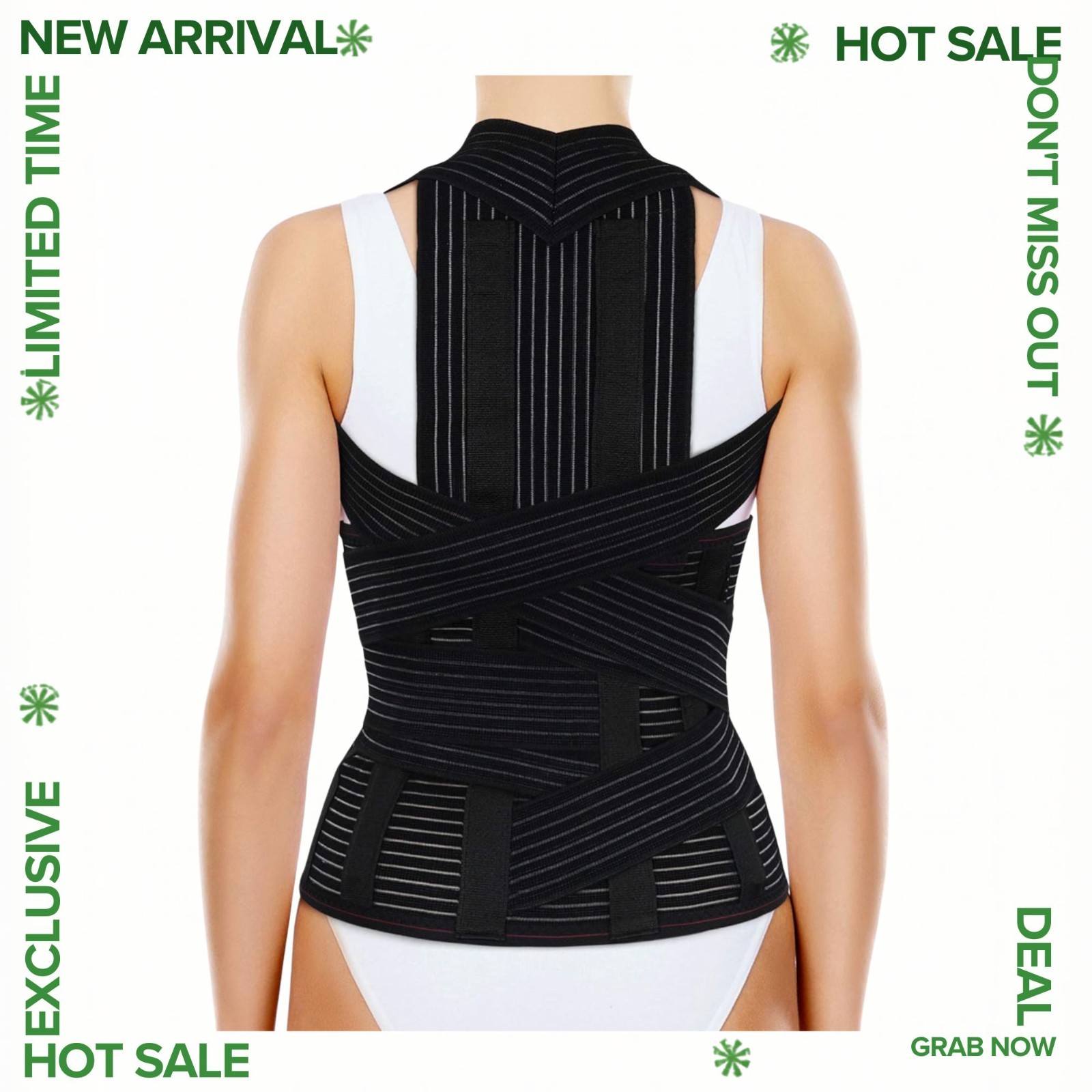 NEW TLSO Full Back Support Brace Removable Lumbar Pad Breathable XL