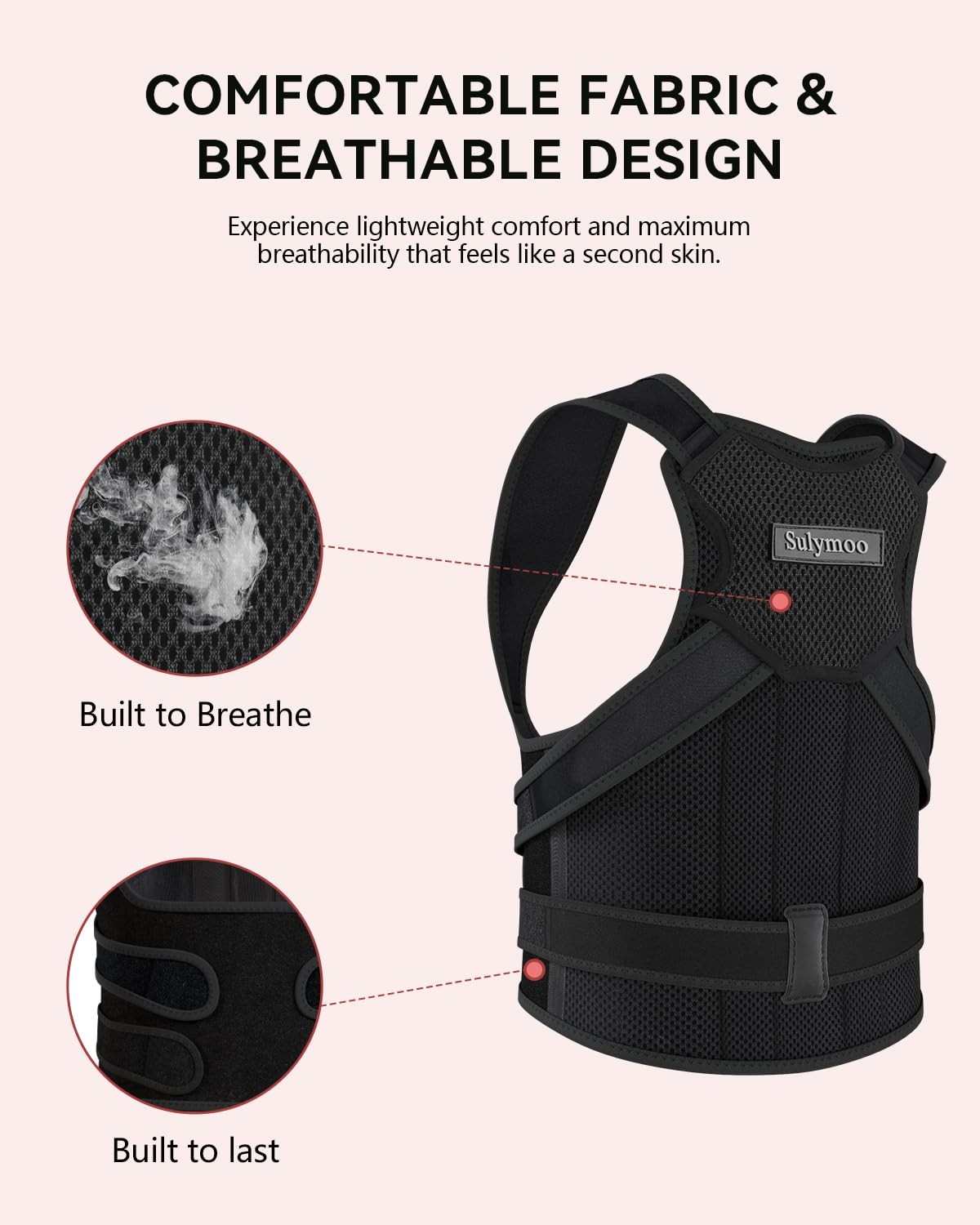 Sulymoo Posture Corrector for Women and Men, Back Brace with Medium, Black