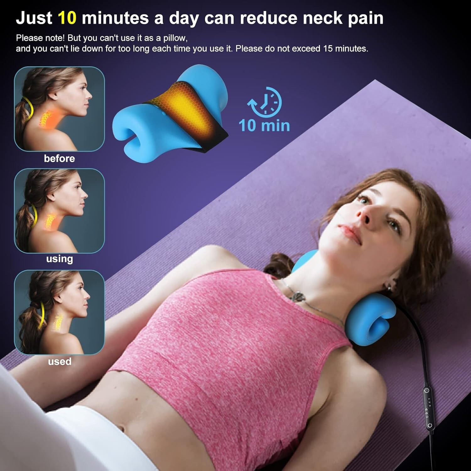 Neck Stretcher for Neck Pain Relief, Heated Cervical Traction Device Pillow with