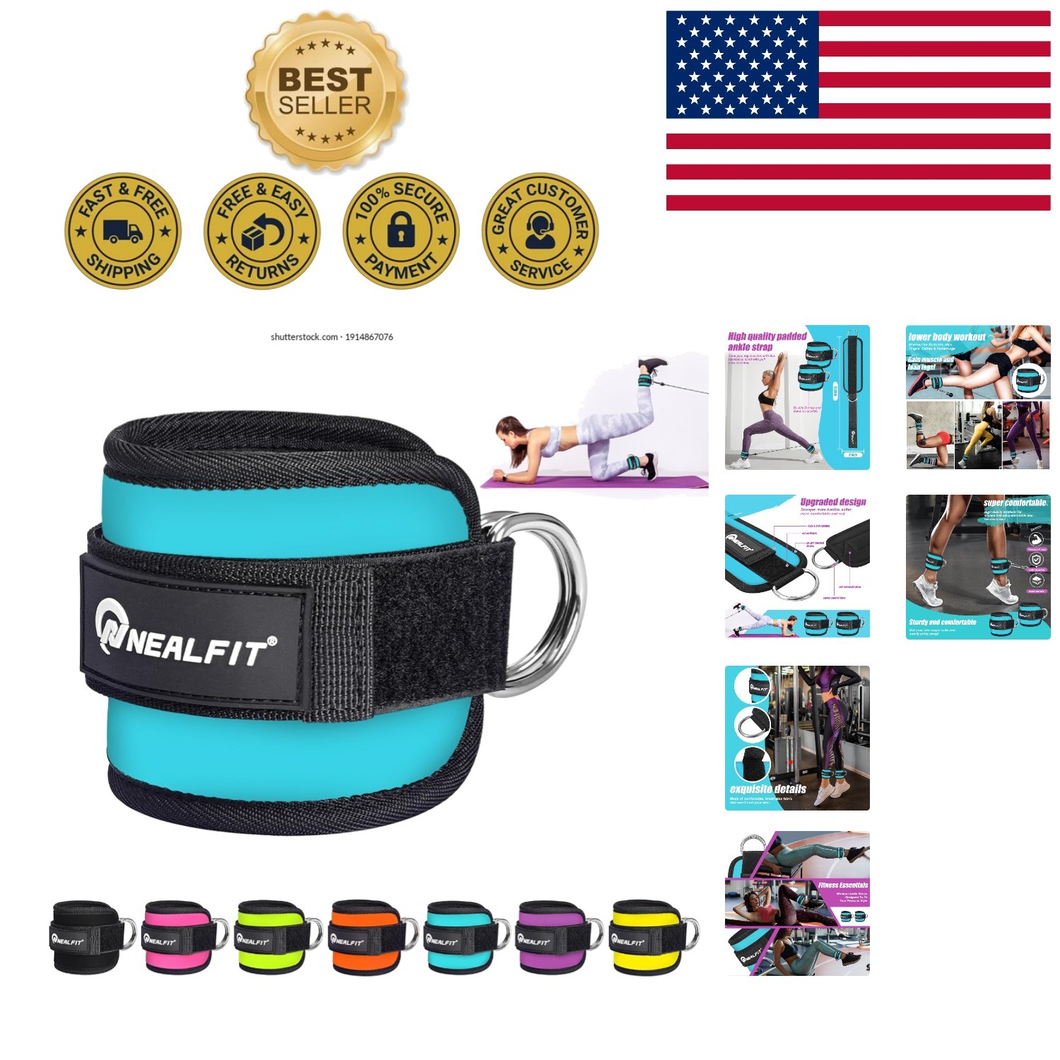 Comfortable Modern Blue Ankle Strap for Gym Use – Ideal for Leg & Glute Training