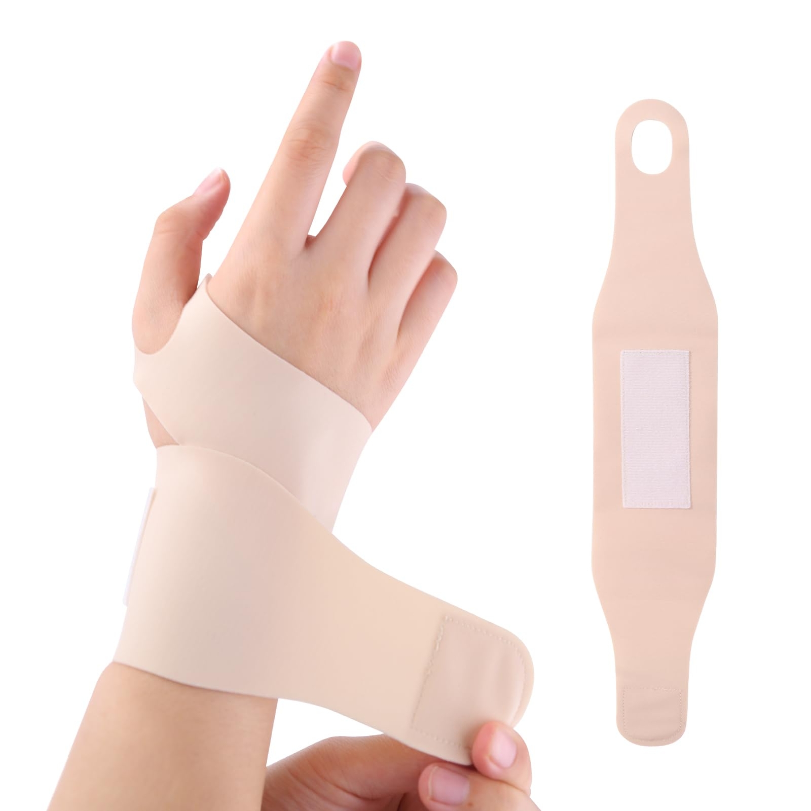 Breathable Wrist Brace Thin Elastic Band Carpal Tunnel Support Beige 2 Pack