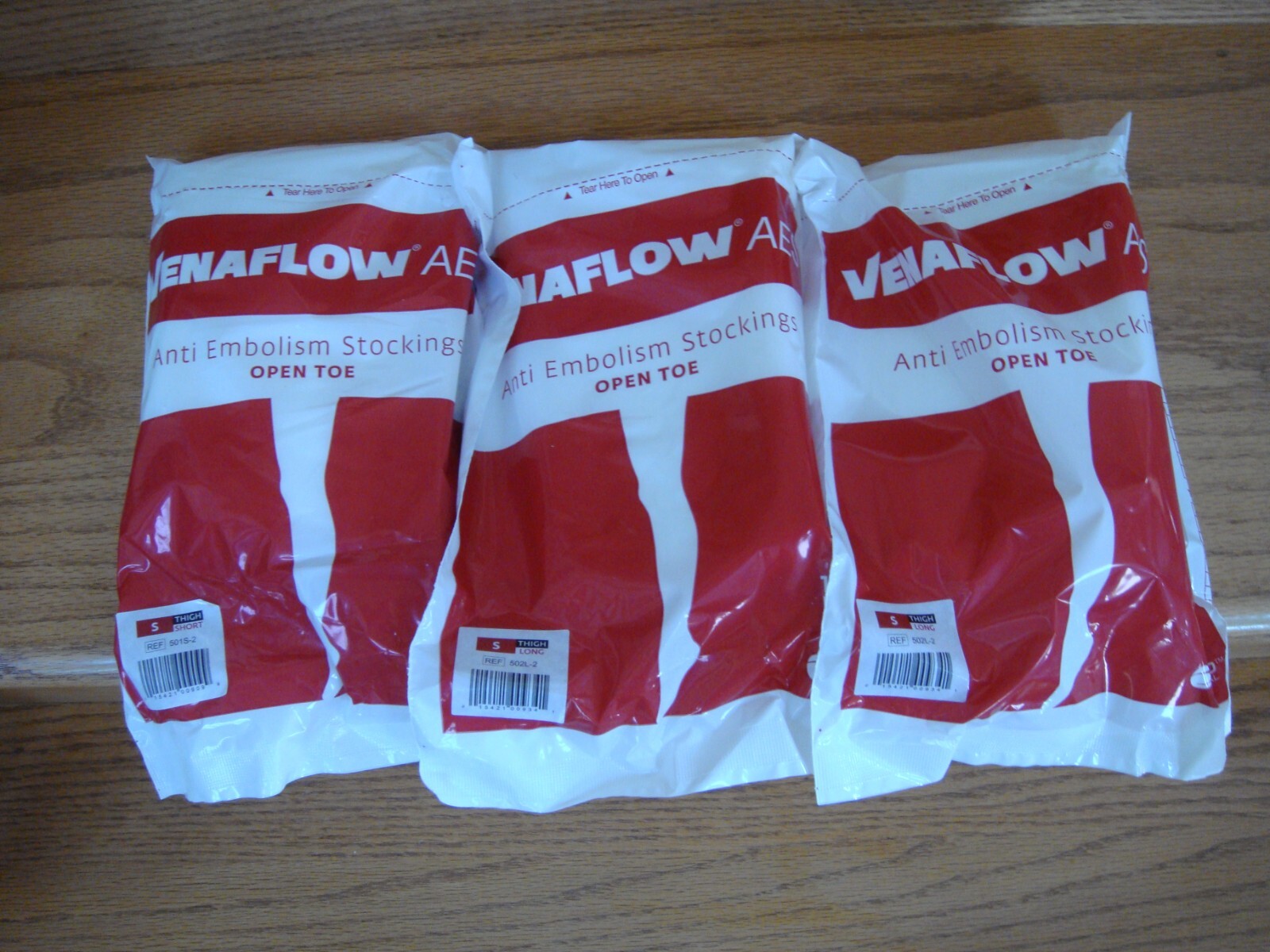 Venaflow AES Anti Embolism Stockings Open Toe White Thigh Short Small 3 Pair