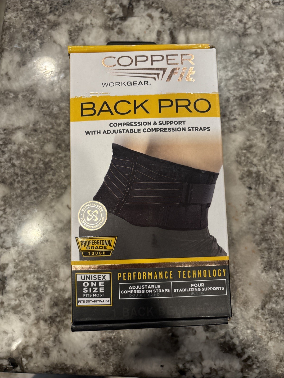 Copper Fit WorkGear BACK PRO Support Belt Compression One Size Fit Most 30”-48”