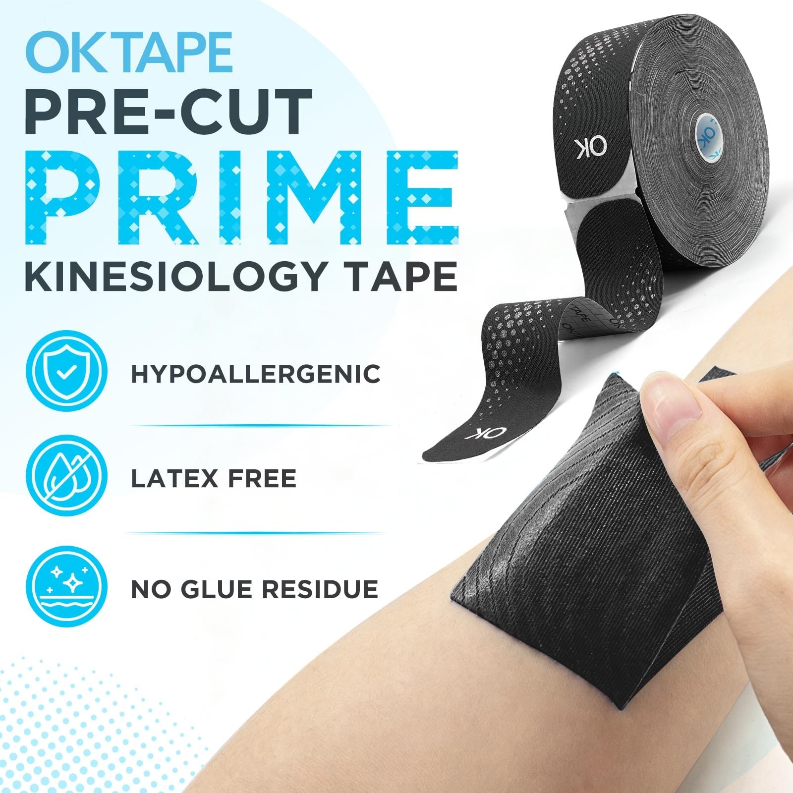 Kinesiology Tape 100 Strips 2″ x 27.8yd – Waterproof Athletic Muscle Support, Bl