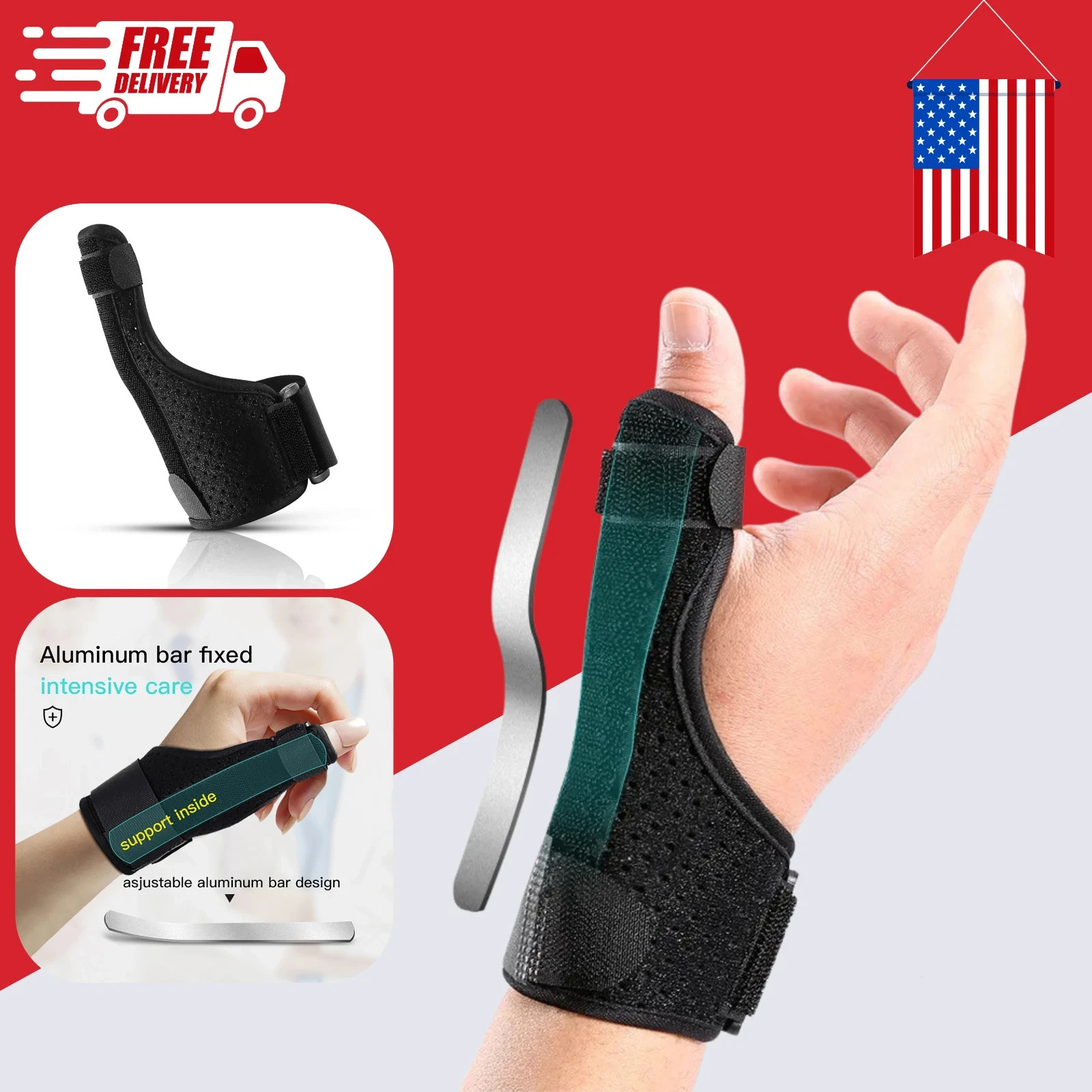 Adjustable Wrist Thumb Support Brace Hand Splint Stabilizer Wrist Finger Guard