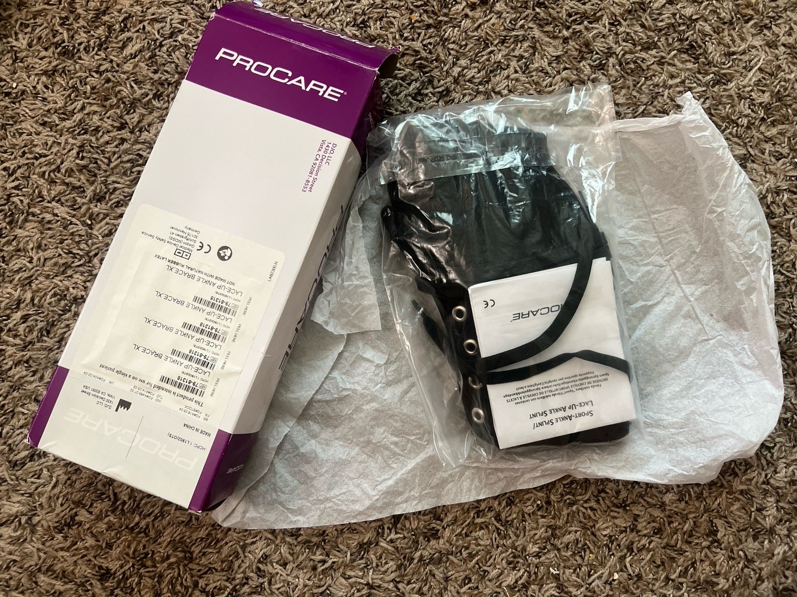 DJO Procare Lace Up Ankle Brace with Box Universal Unisex Size XL