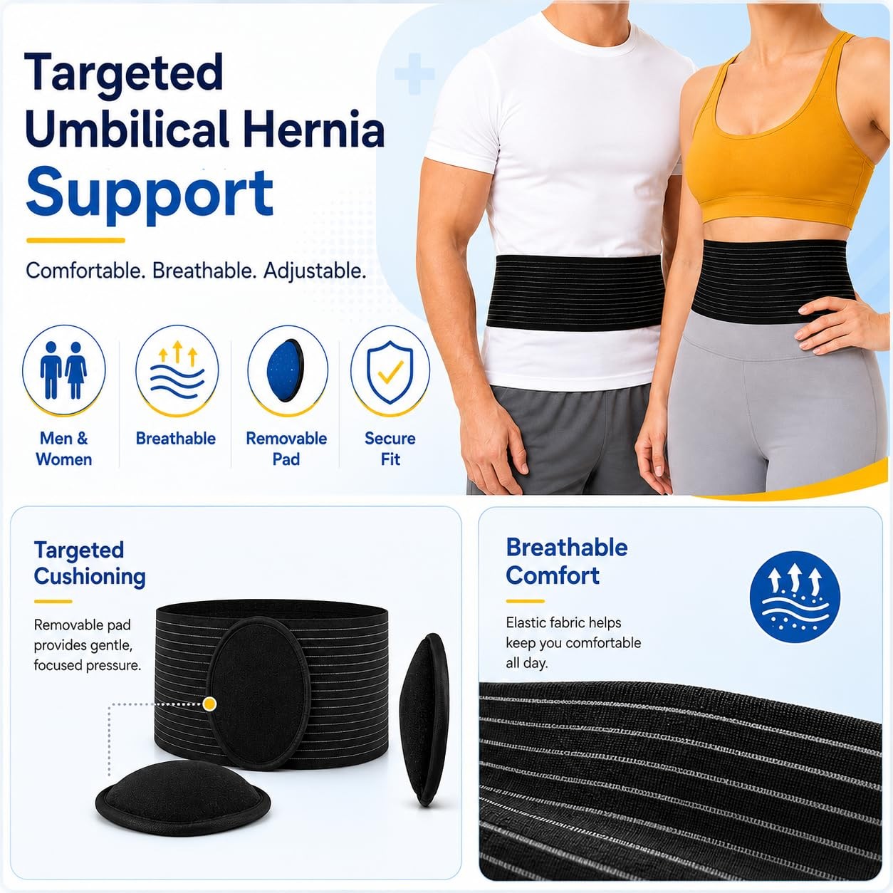 Umbilical Hernia Belt Men Women Abdominal Binder Support Truss Compression Pads