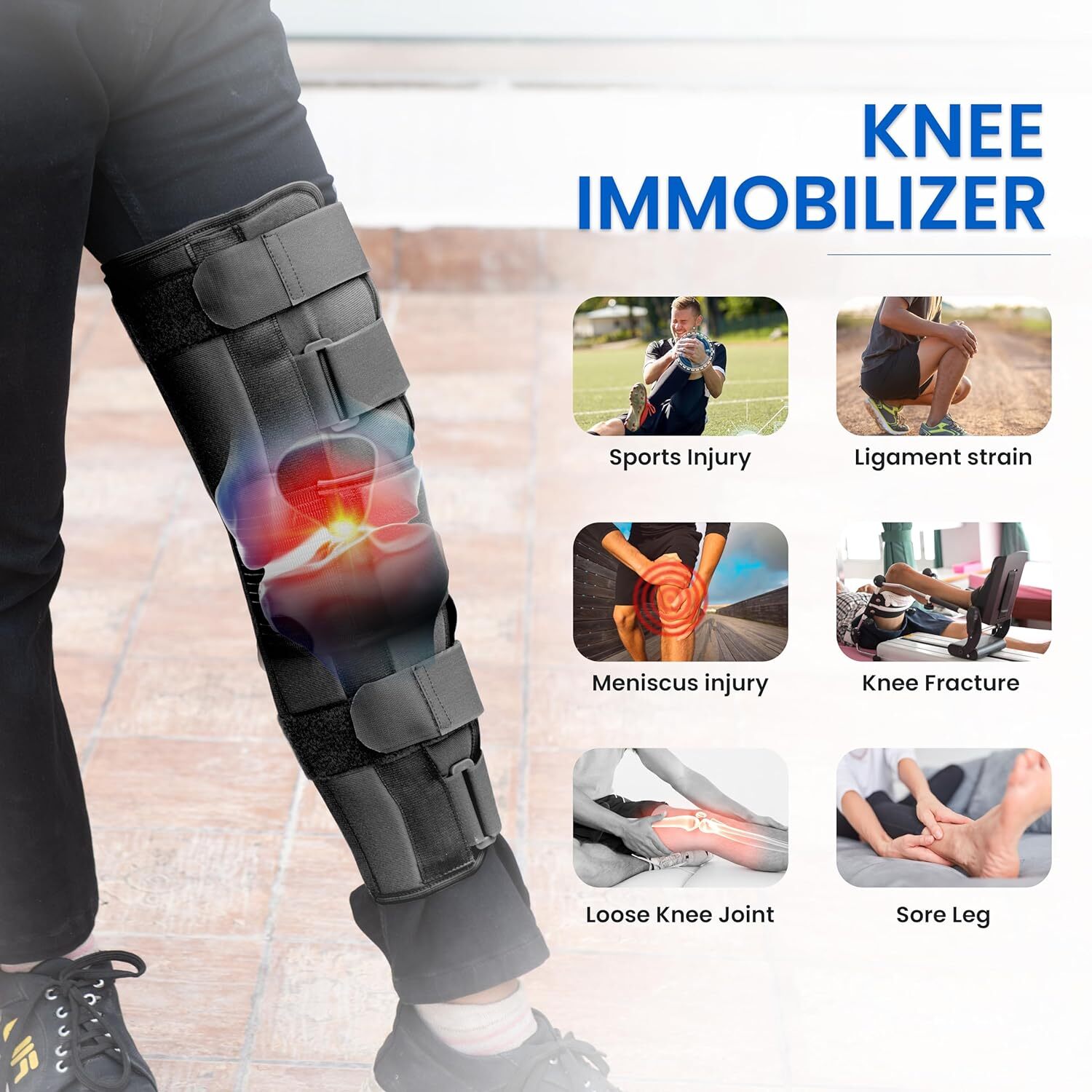 Knee Brace Wrap Around Support Adjustable Knee Open Patella Compression Brace US