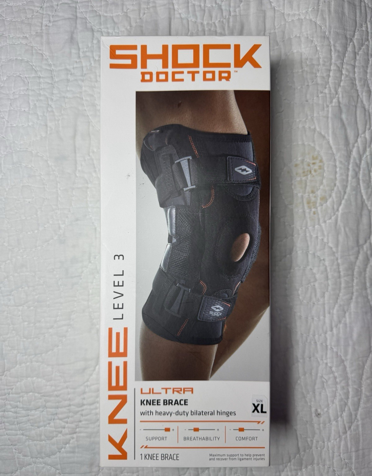 Shock Doctor Ultra Knee Brace Level 3 XL Heavy Duty Bilateral Hinges Black New