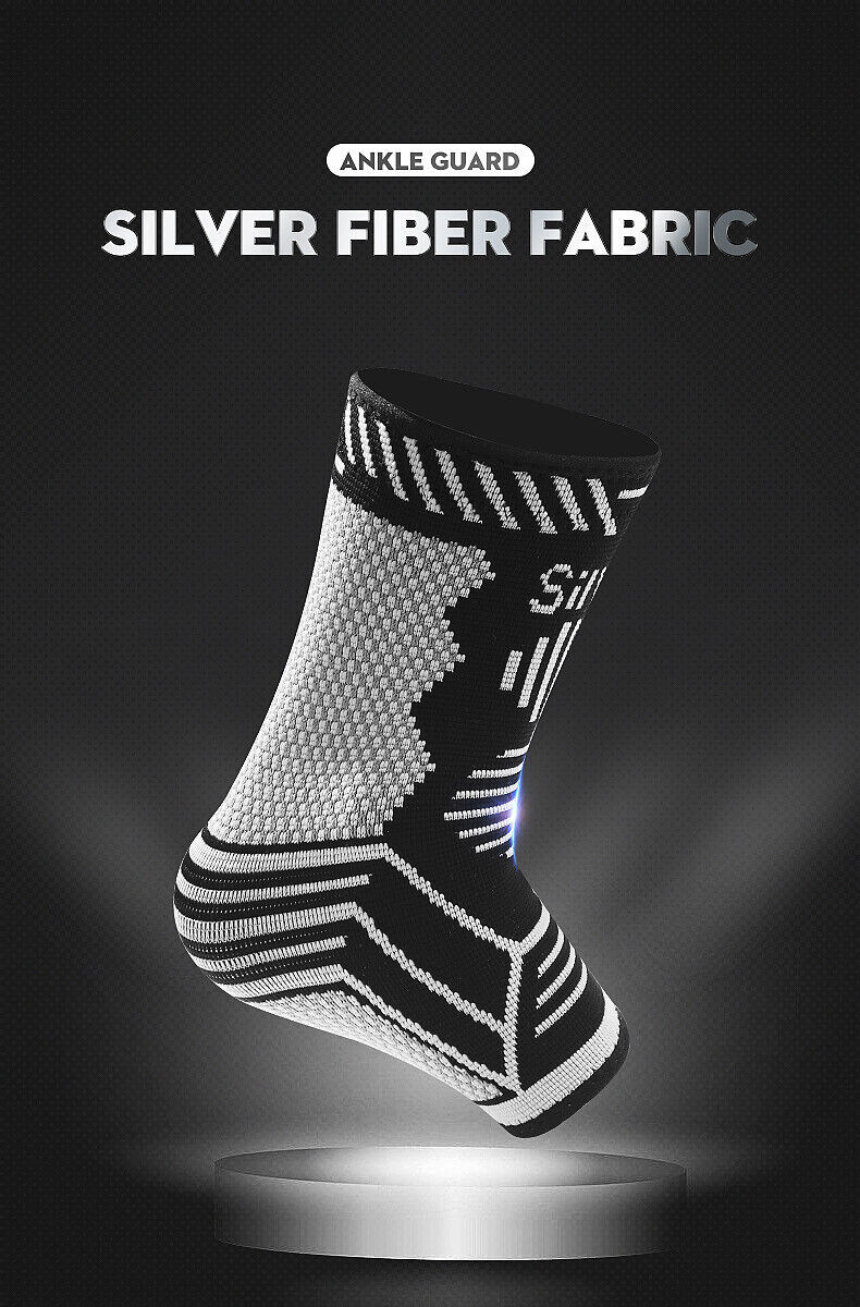 Copper Ankle Brace Silver Support Compression Sleeve Socks Foot Fasciitis Pain