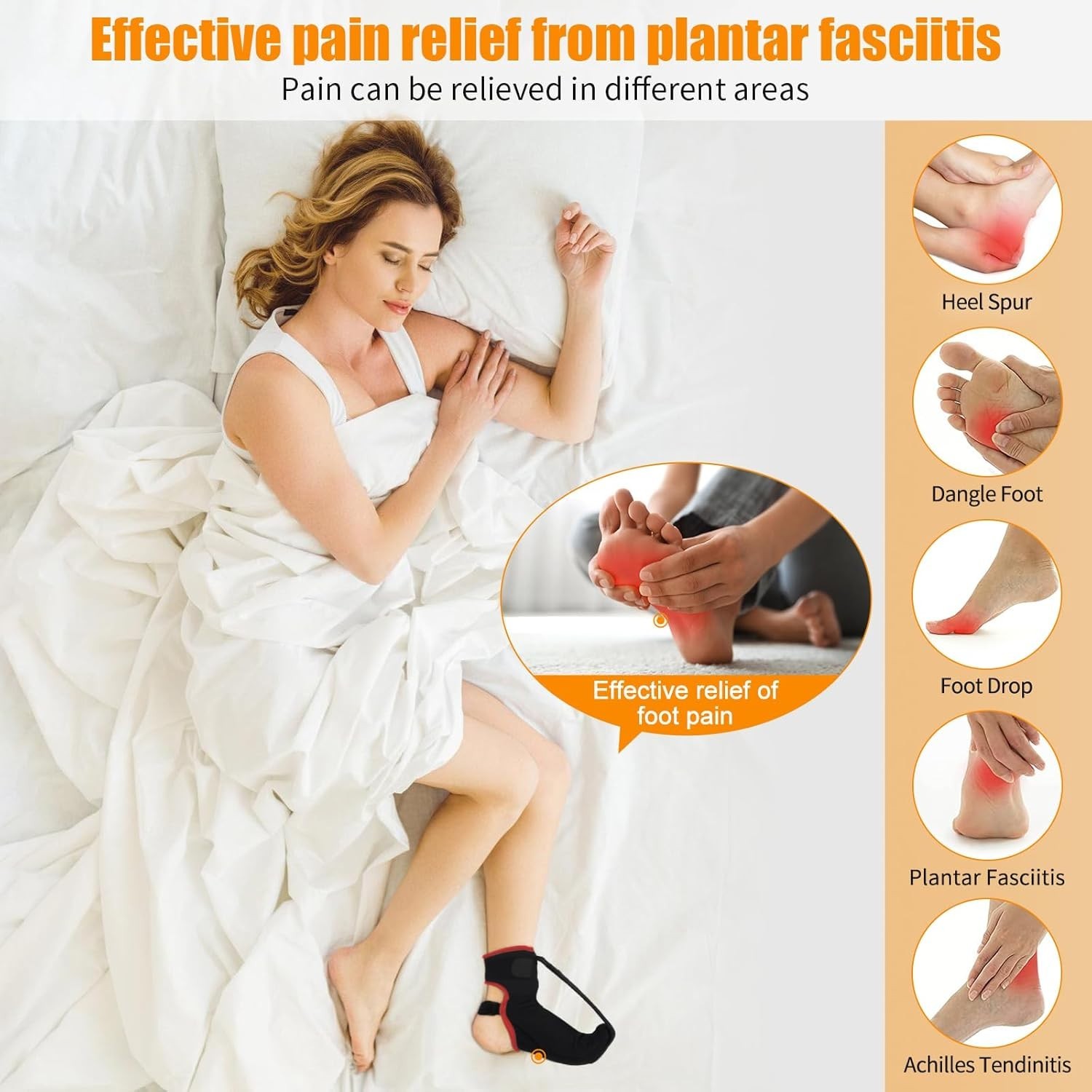 Lightweight Plantar Fasciitis Night Sock with Non-Slip Ankle Strap – Medium Size