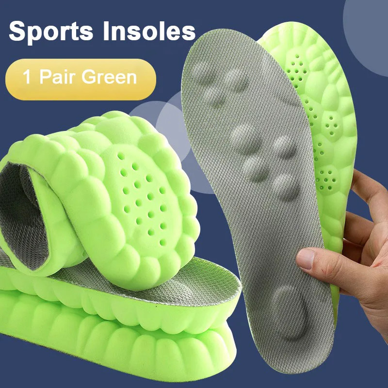 4D Latex Sports Shoes Insoles Super Soft High Elasticity Shoe Pads Anti-pain Deo