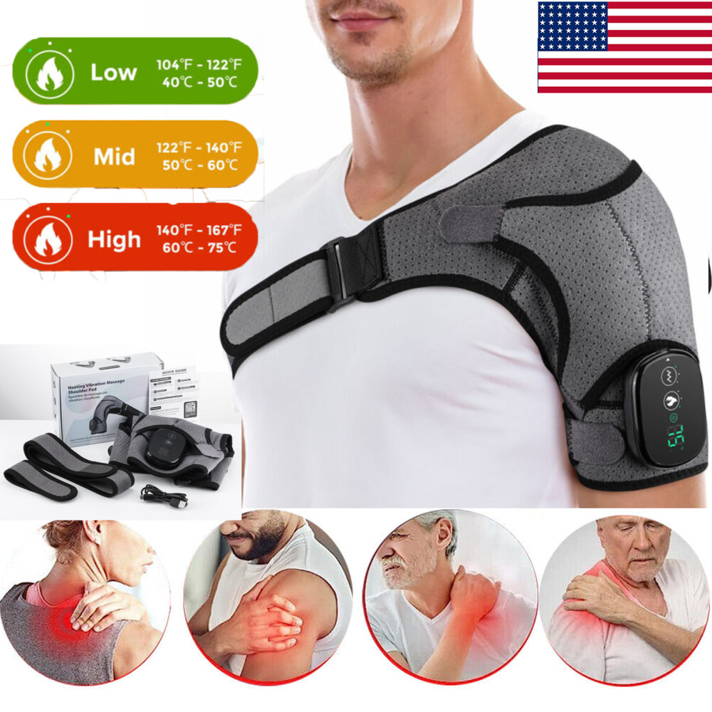 Electric Heated Shoulder Massager Brace with Vibration Therapy Joint Pain Relief