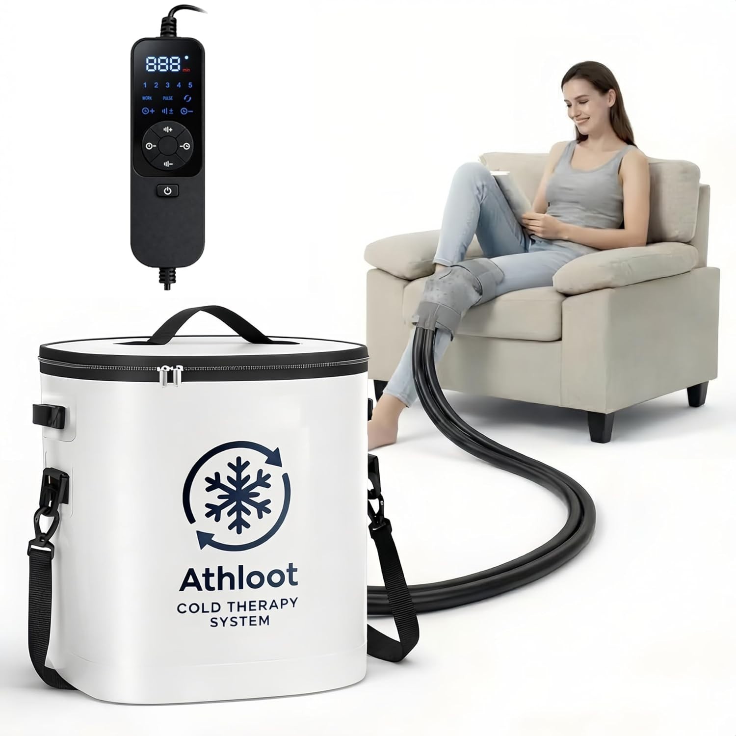 Ice Machine for Knee Surgery Cold Therapy with Auto Timer & Leak-Proof Bucket