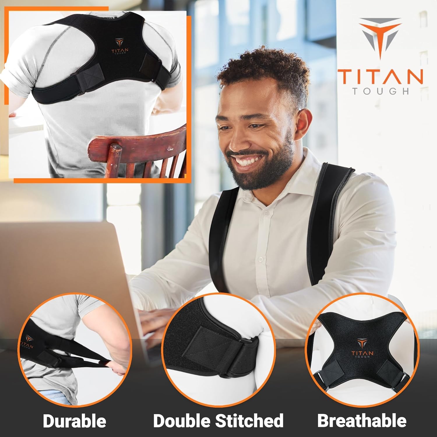 Premium Upper Back Brace for Men & Women, One Size