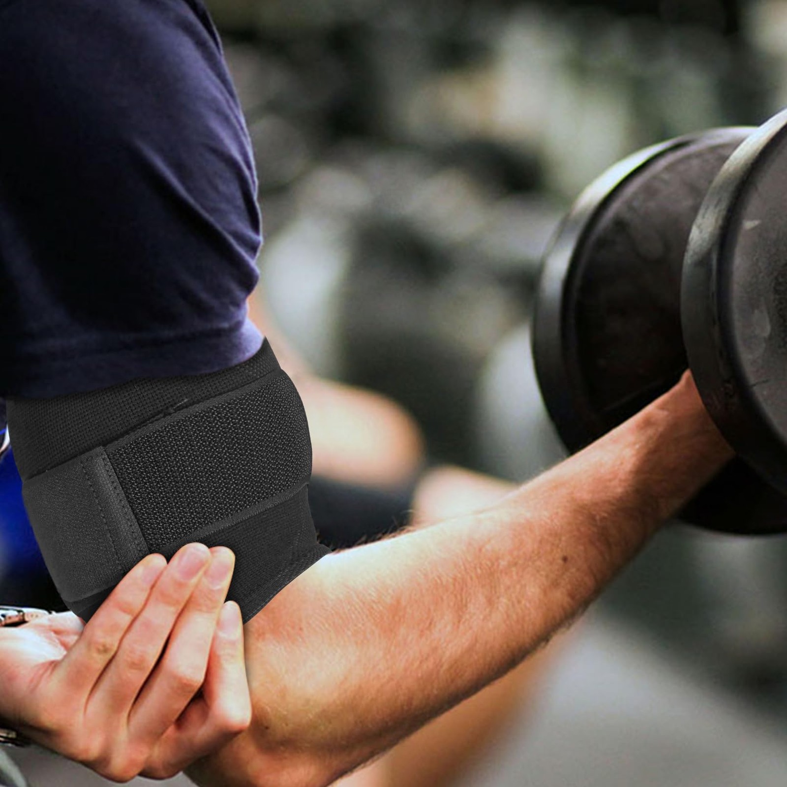 Luwint Bicep Tendonitis Brace, Knitted Compression Upper Arm Medium, Black