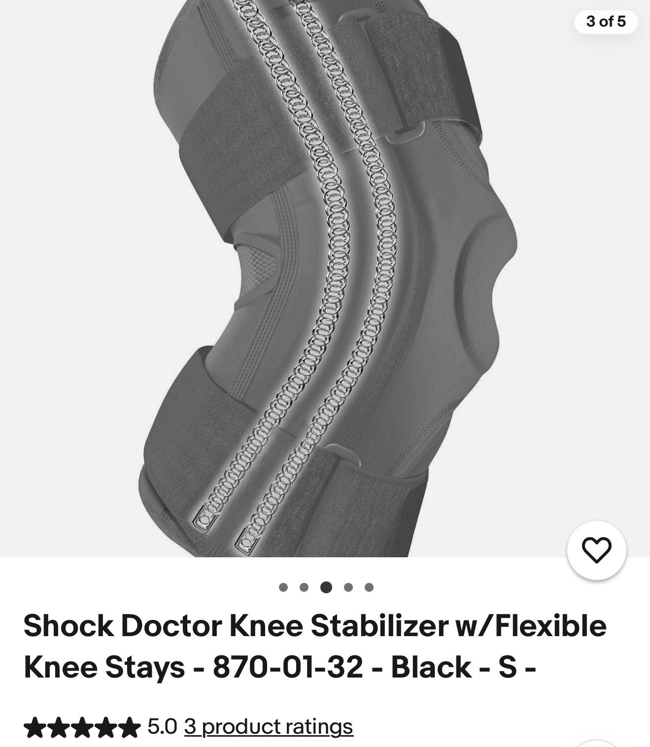 SHOCK DOCTOR 870 NEOPRENE ADJUSTABLE KNEE BRACE SIZE LARGE ADULT