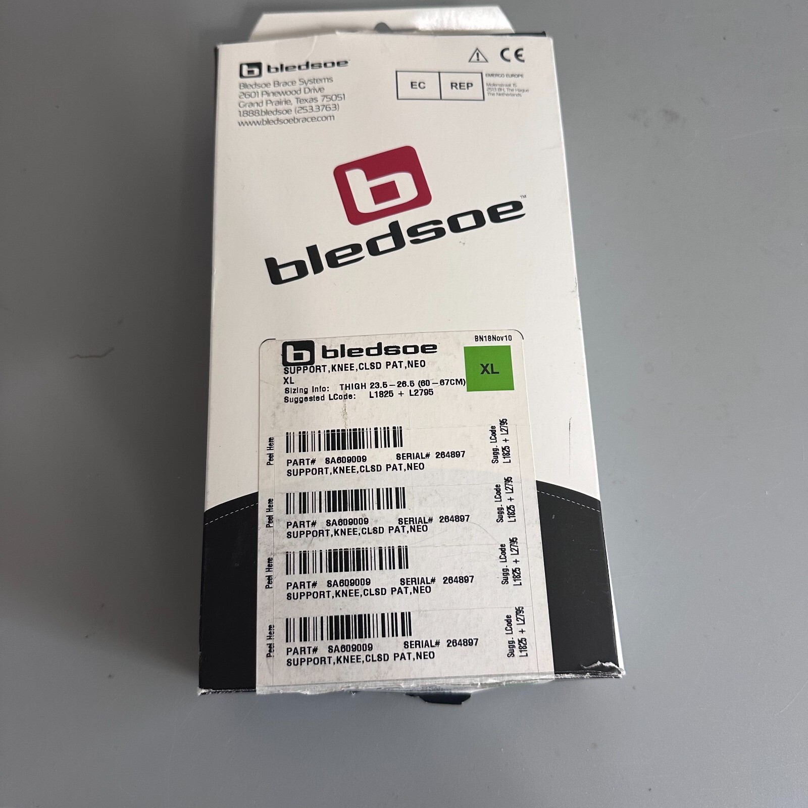 Bledsoe Knee support XL thigh 23.5-26.5″ #SA609009 NIB